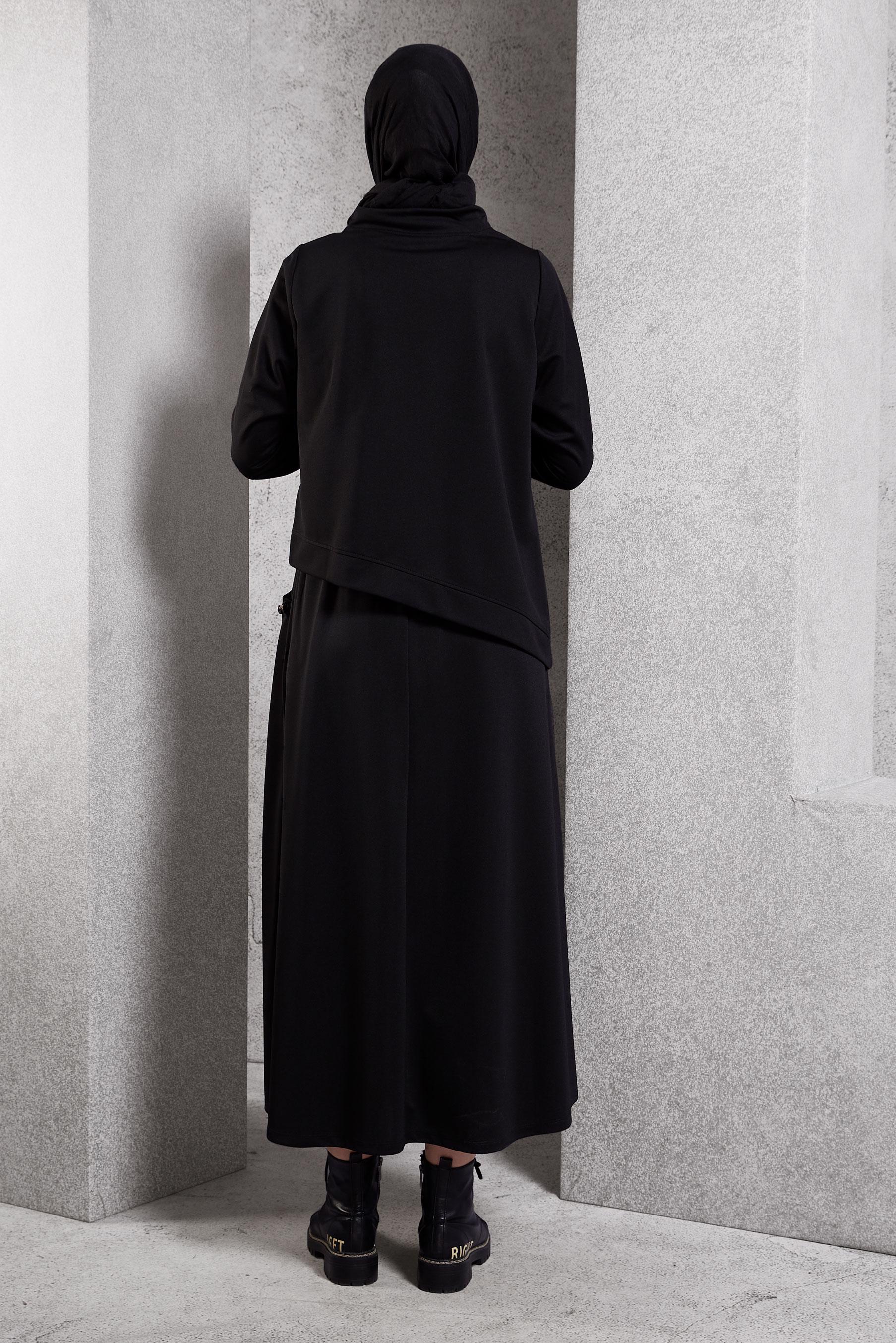 Vêtements hijab NOIR TUNIQUE DE SURVÊTEMENT COUPE ASYMÉTRIQUE 45210