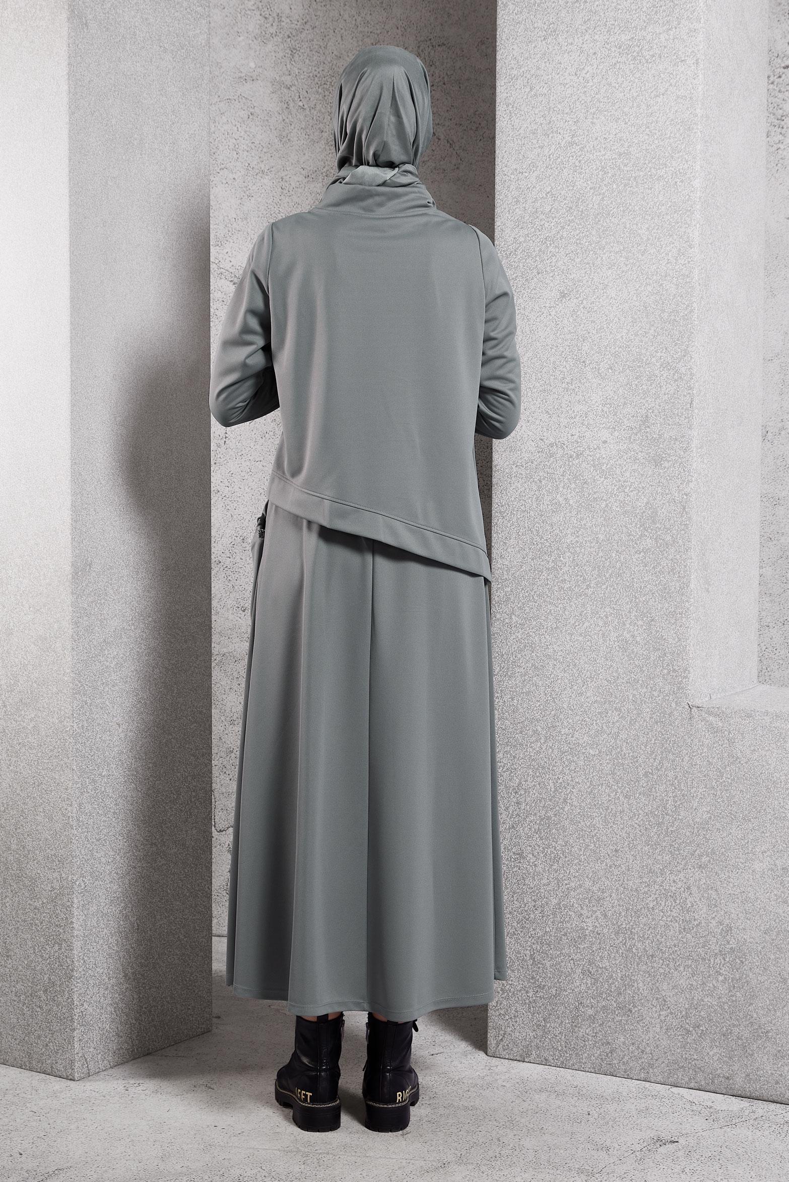 Vêtements hijab GRIS TUNIQUE DE SURVÊTEMENT COUPE ASYMÉTRIQUE 45210