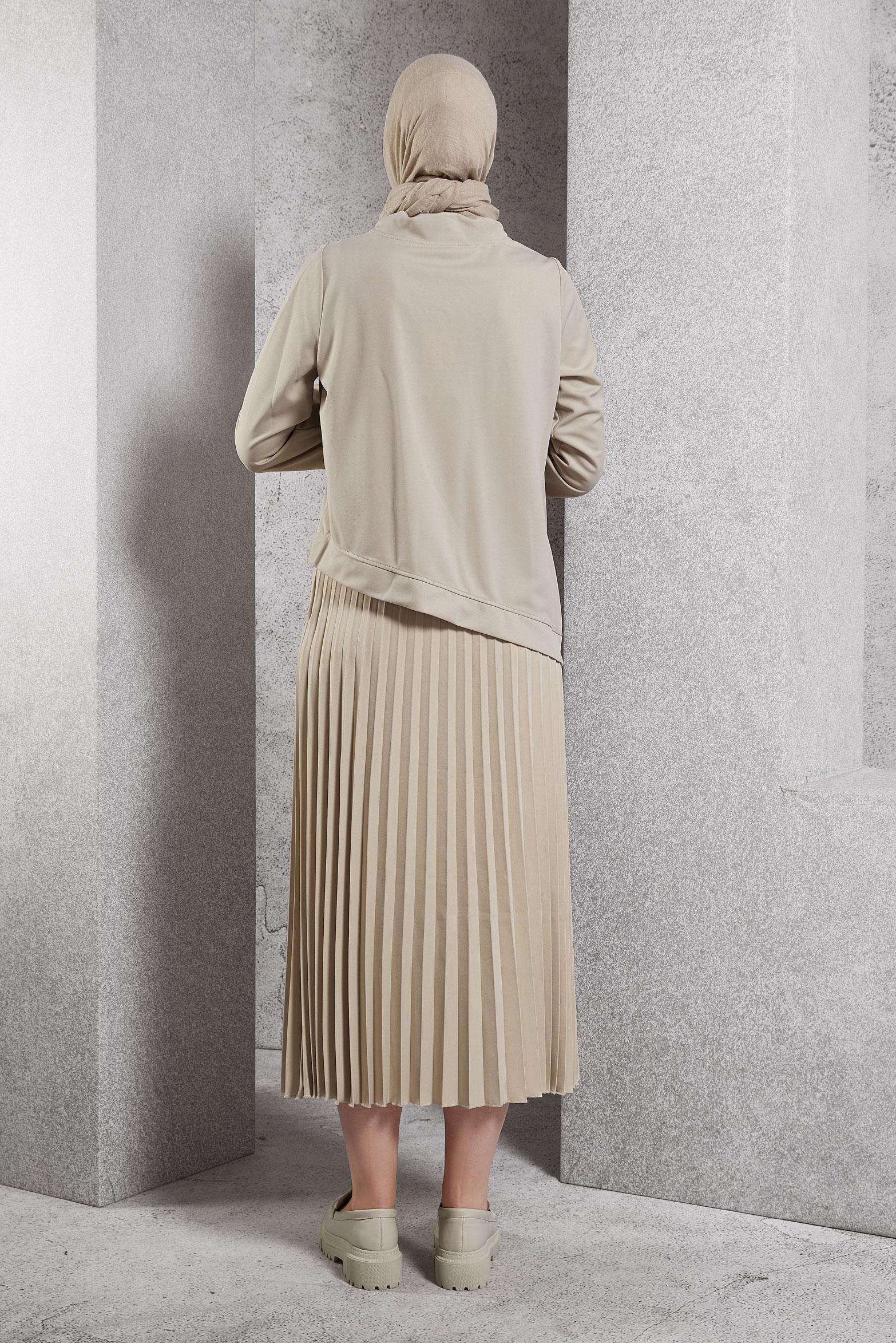 Vêtements hijab BEIGE TUNIQUE DE SURVÊTEMENT COUPE ASYMÉTRIQUE 45210