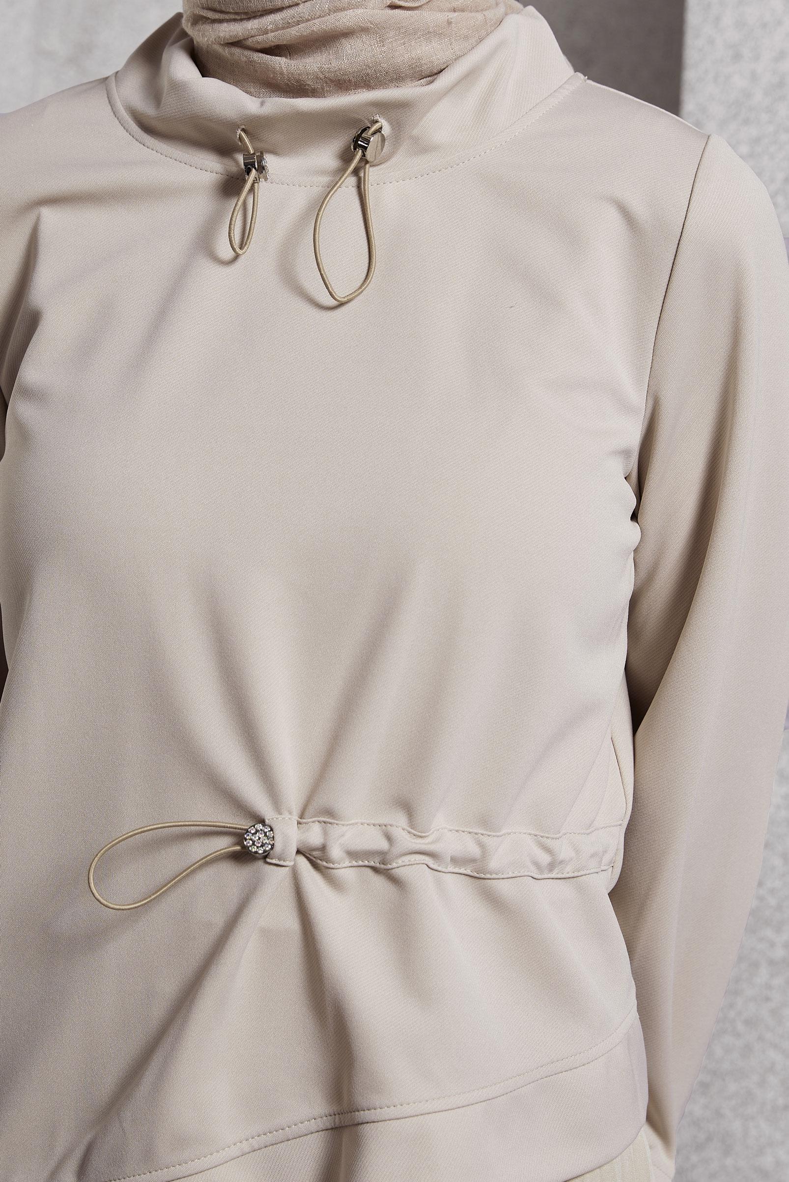 Vêtements hijab BEIGE TUNIQUE DE SURVÊTEMENT COUPE ASYMÉTRIQUE 45210