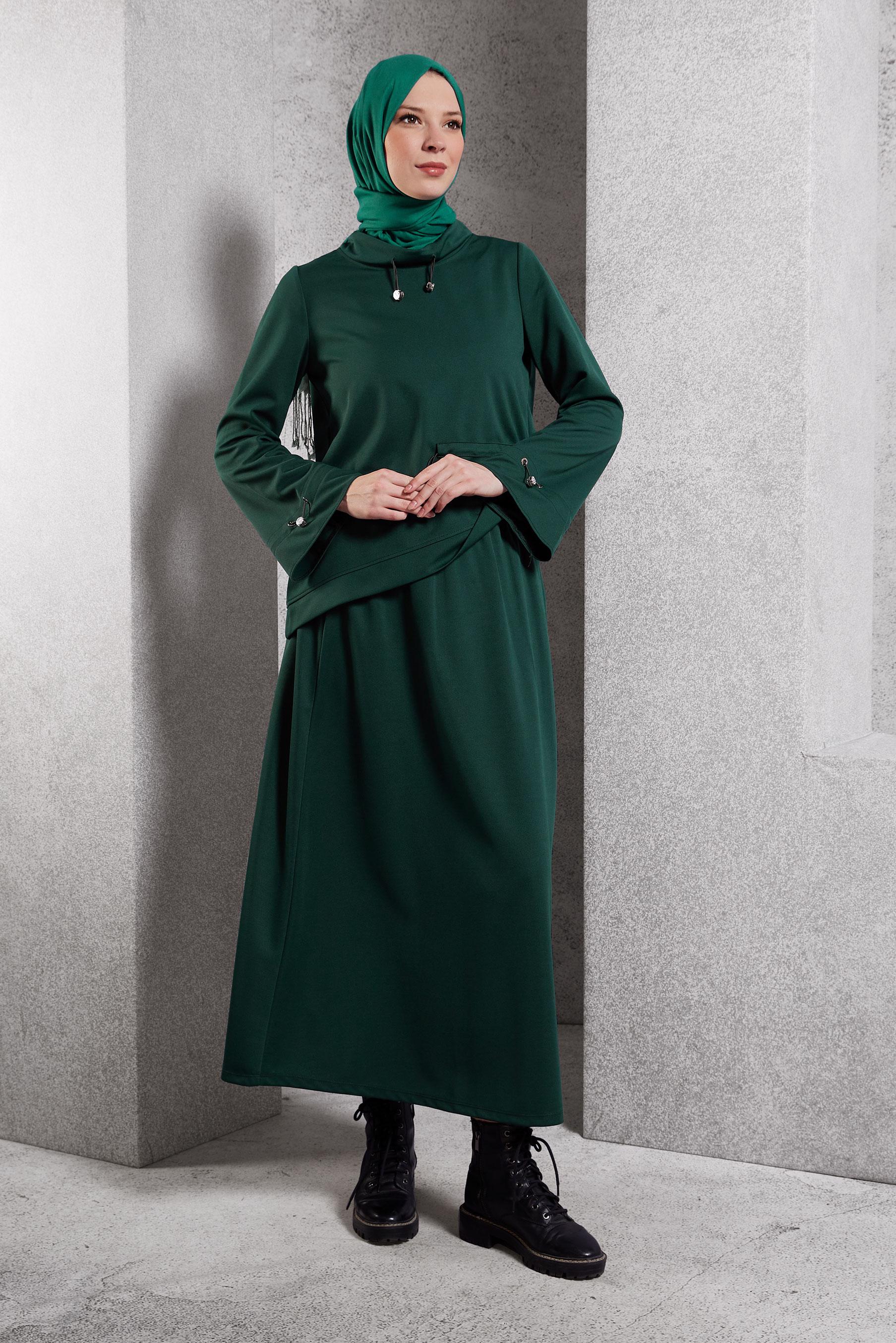 Vêtements hijab VERT TUNIQUE DE SURVÊTEMENT COUPE ASYMÉTRIQUE 45210