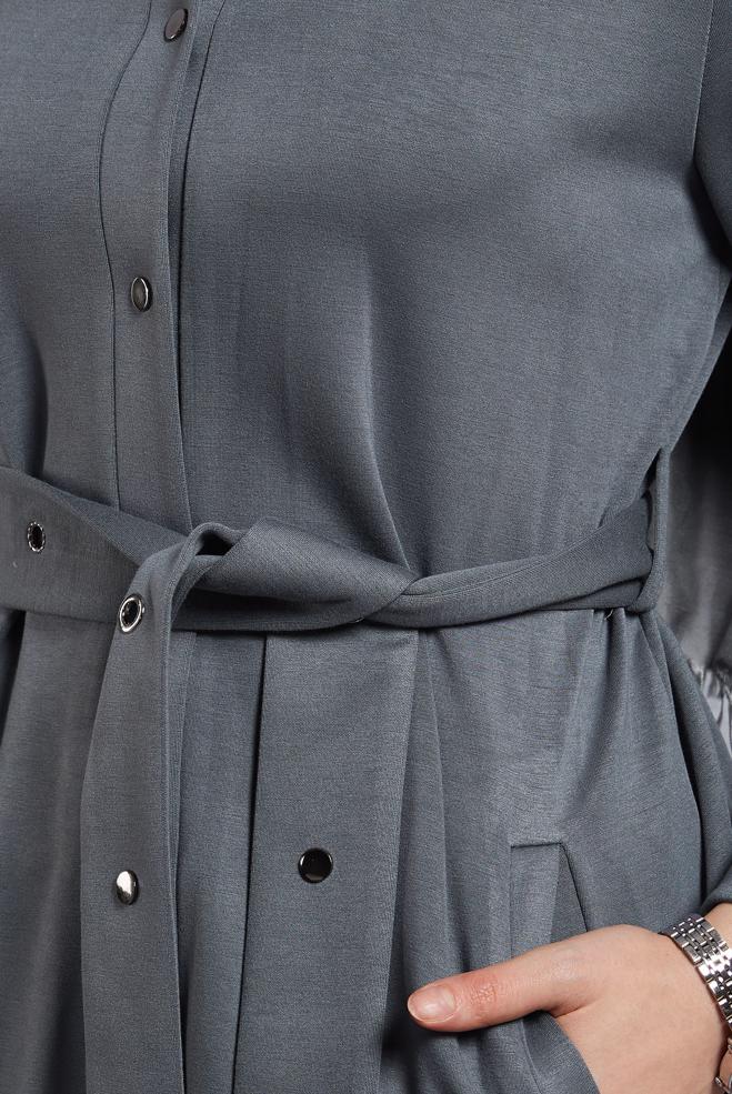 Hijab clothing GREY BELTED TRACKSUIT SET WITH PANTS 45245 - ALVİNA