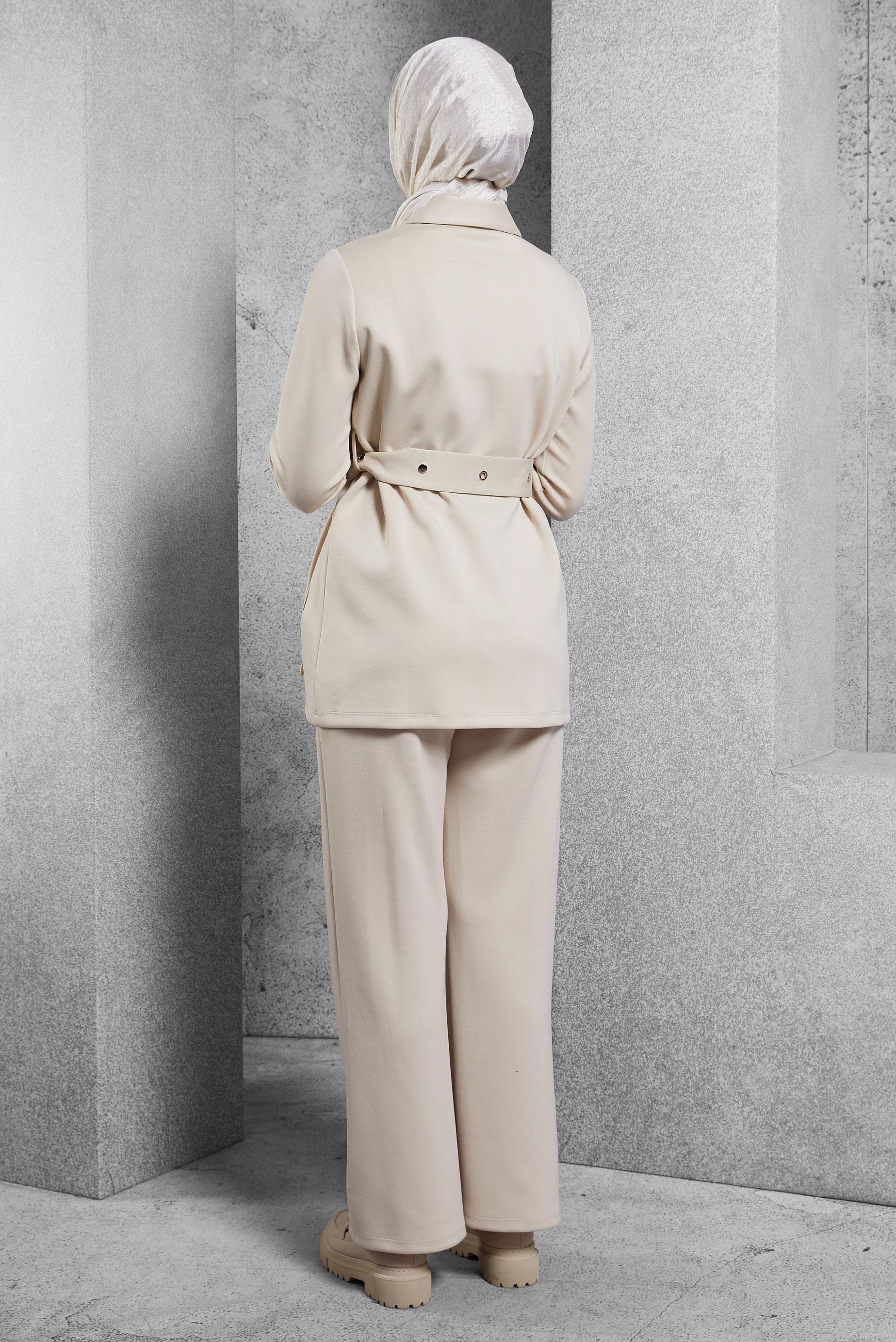 Vêtements hijab BEIGE ENSEMBLE SURVÊTEMENT AVEC PANTALON 45245