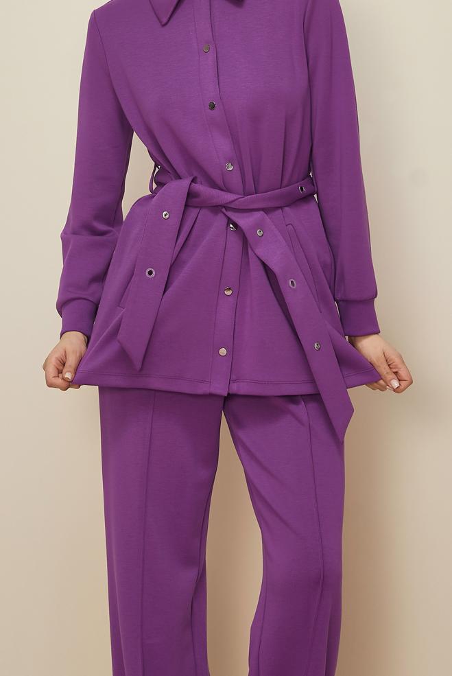 Tesettür giyim MOR PANTOLONLU EŞOFMAN TAKIM 45245 - ALVİNA