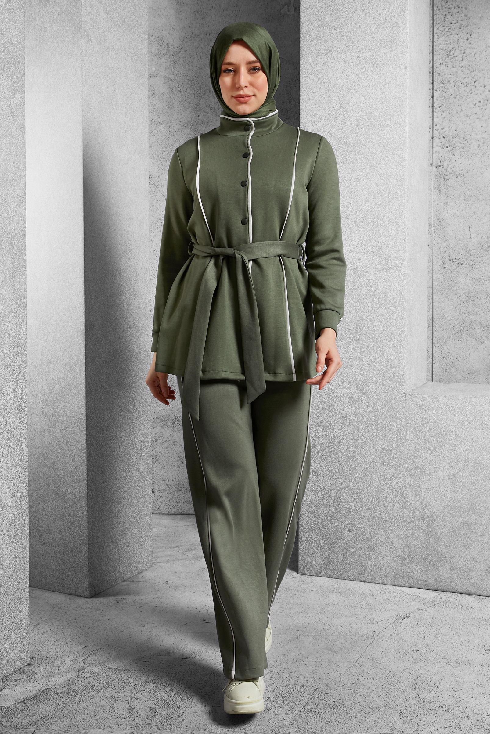 Vêtements hijab KAKI ENSEMBLE DE SURVÊTEMENT CEINTURE 45262