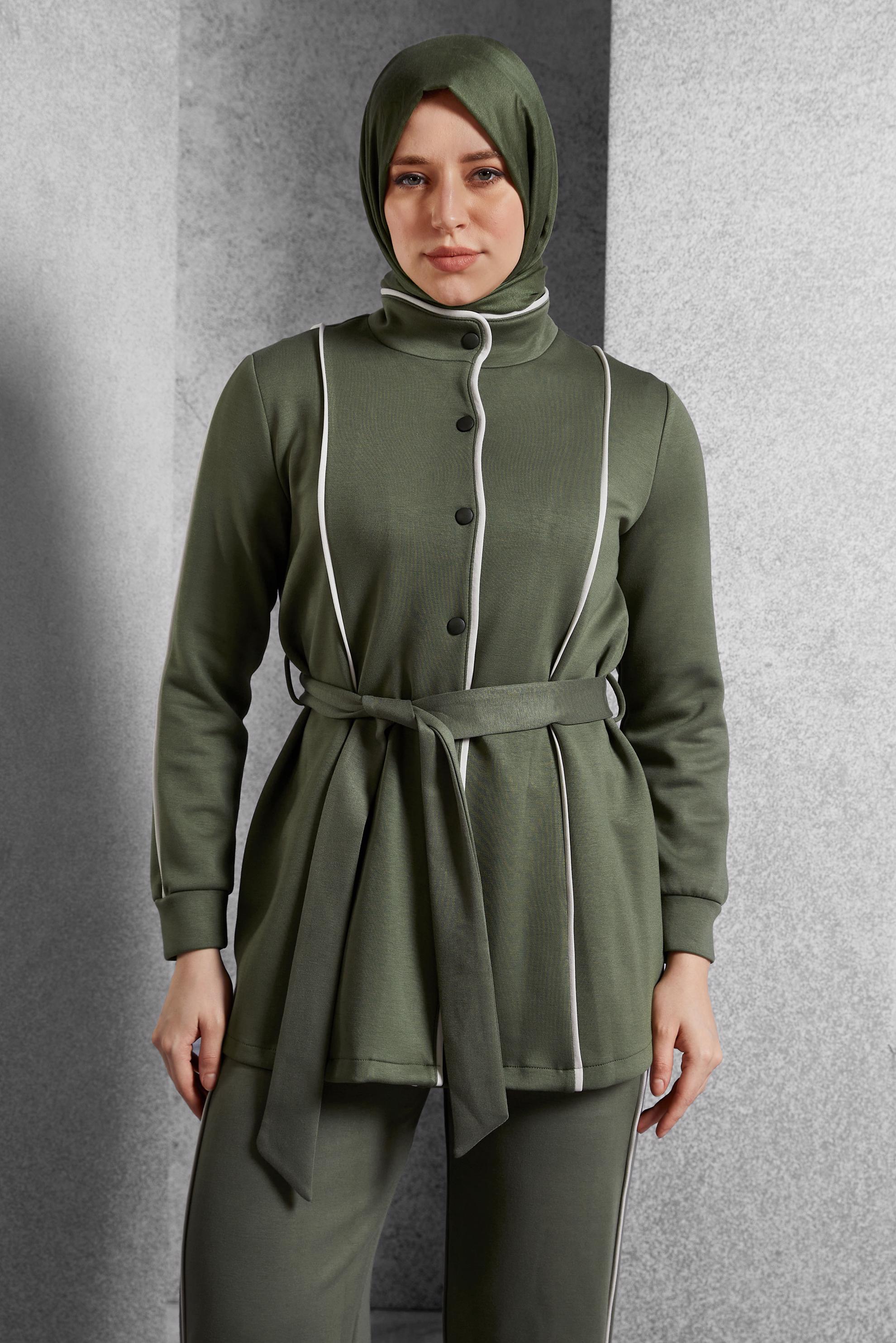 Vêtements hijab KAKI ENSEMBLE DE SURVÊTEMENT CEINTURE 45262