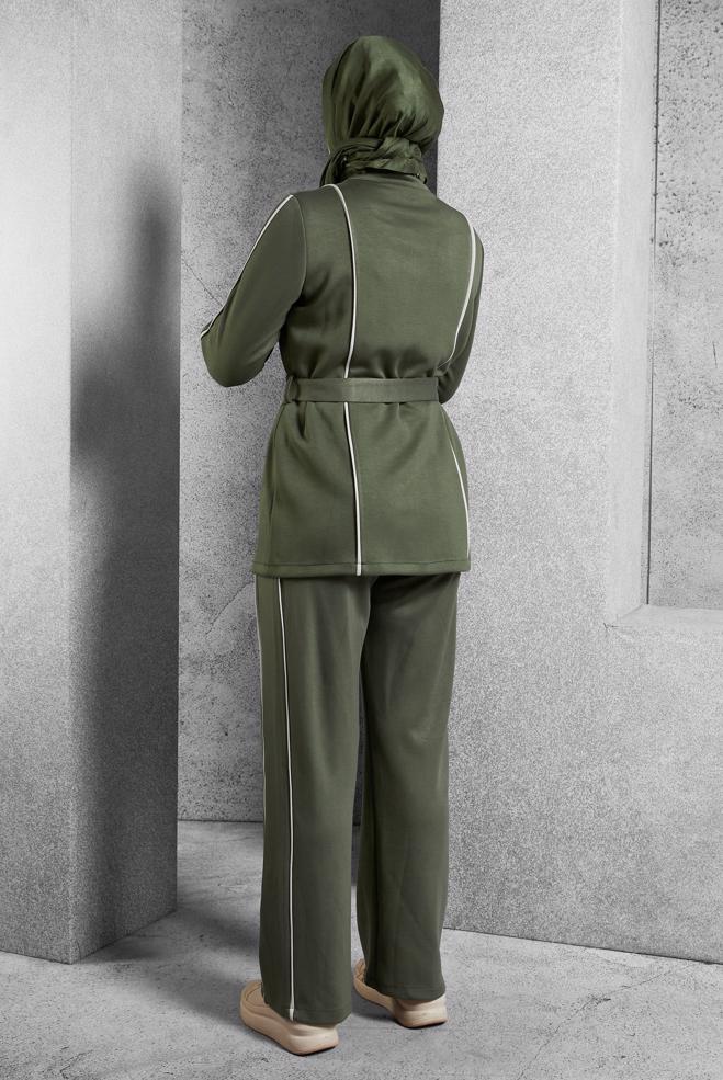 Vêtements hijab KAKI ENSEMBLE DE SURVÊTEMENT CEINTURE 45262 - ALVİNA