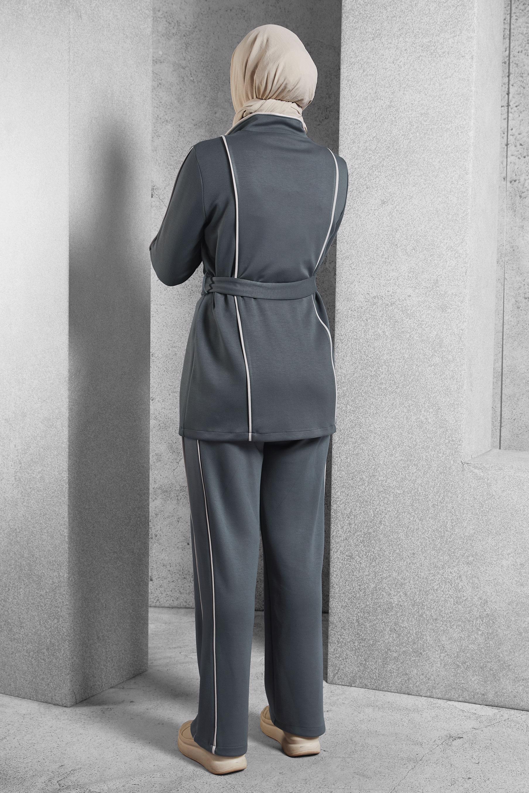 Vêtements hijab GRIS ENSEMBLE DE SURVÊTEMENT CEINTURE 45262