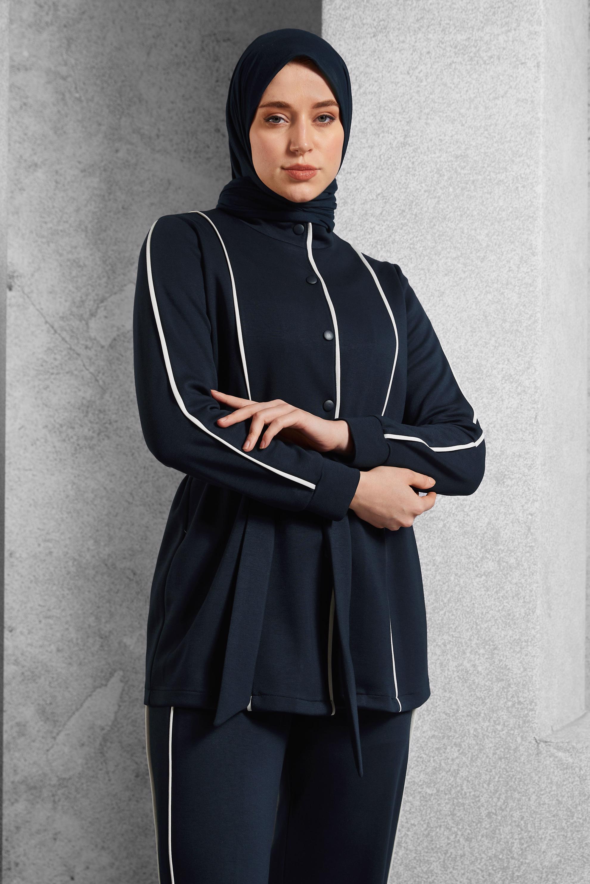 Vêtements hijab BLEU MARINE ENSEMBLE DE SURVÊTEMENT CEINTURE 45262