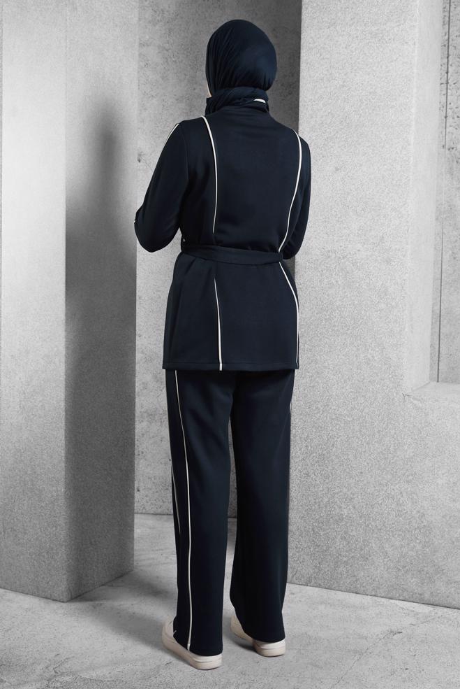 Vêtements hijab BLEU MARINE ENSEMBLE DE SURVÊTEMENT CEINTURE 45262 - ALVİNA