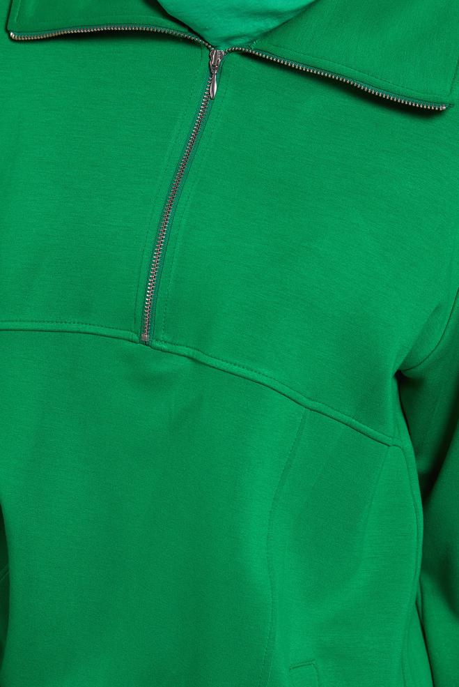 Tesettür giyim YEŞİL YAKASI FERMUARLI EŞOFMAN TUNİK 45264 - ALVİNA