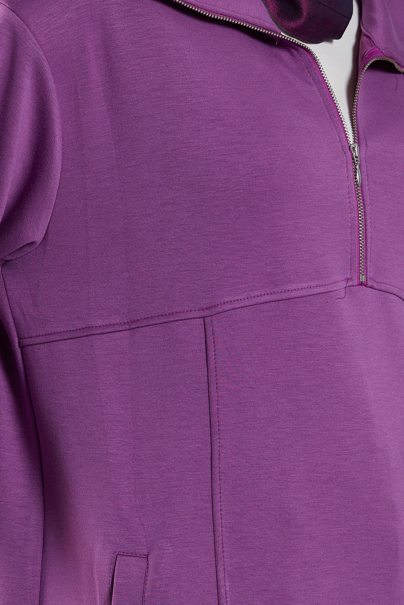 Tesettür giyim MOR YAKASI FERMUARLI EŞOFMAN TUNİK 45264