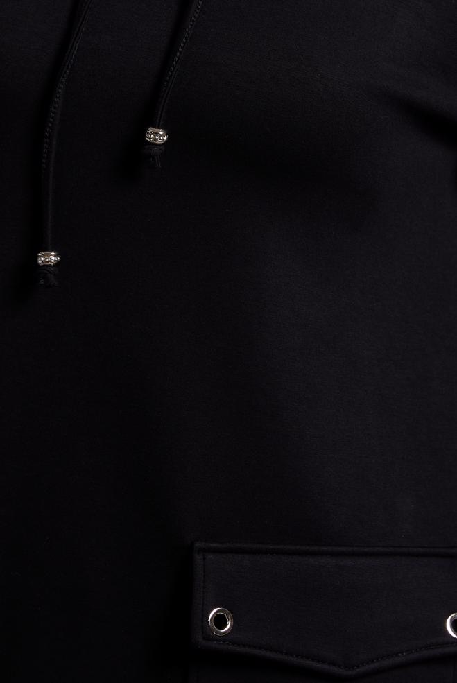 Vêtements hijab NOIR TUNIQUE DE SURVÊTEMENT AVEC POCHE 45266 - ALVİNA