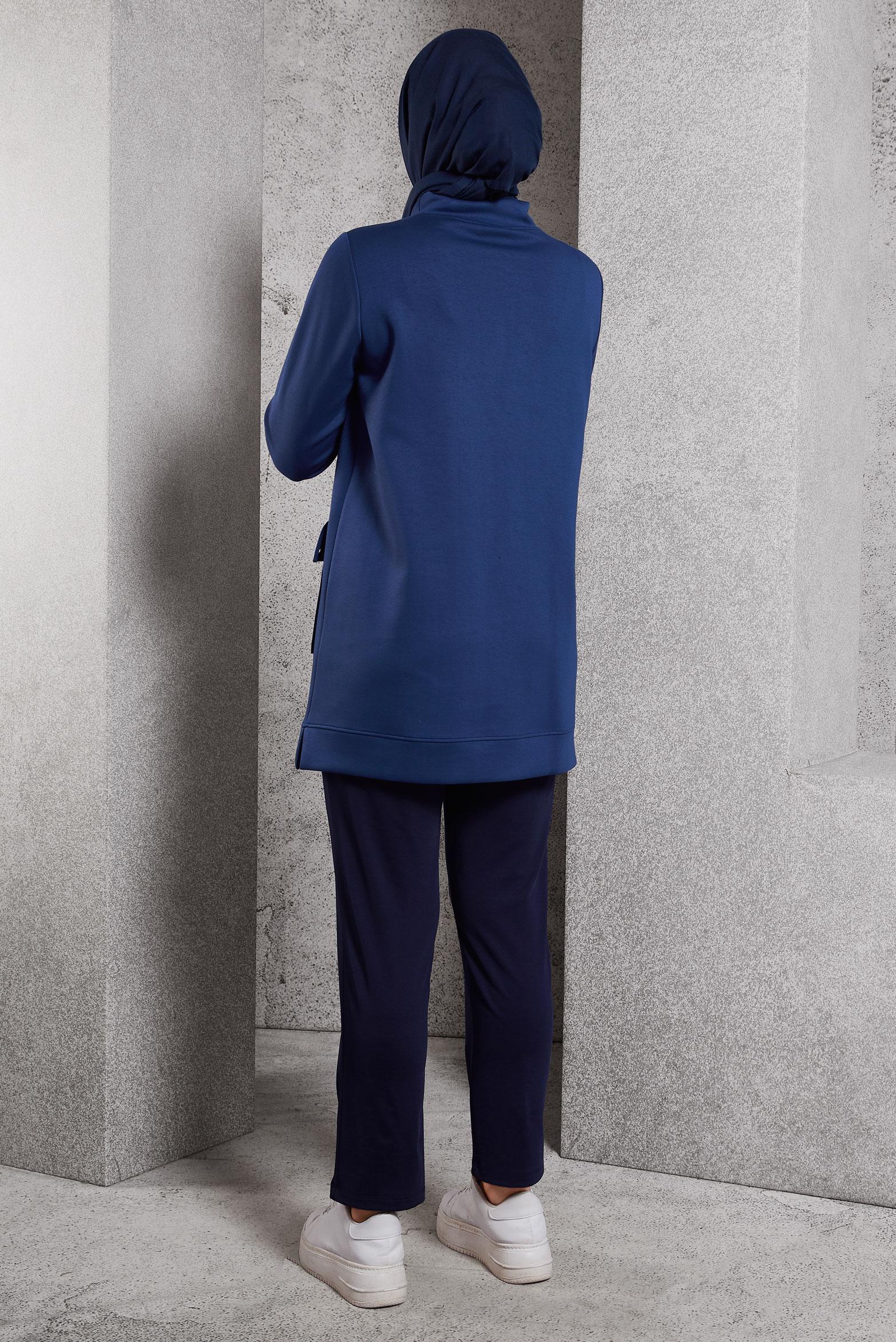 Hijab clothing NAVY BLUE TRACKSUIT TUNIC WITH POCKET 45266