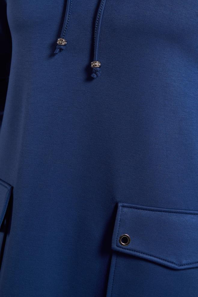 Vêtements hijab BLEU MARINE TUNIQUE DE SURVÊTEMENT AVEC POCHE 45266 - ALVİNA