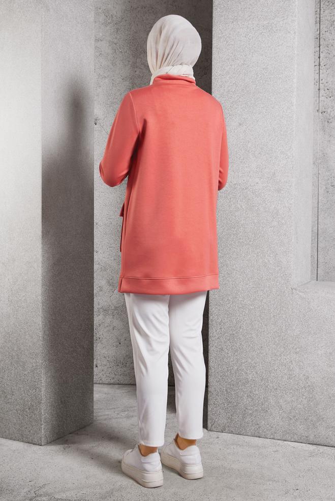 Hijab clothing POWDER TRACKSUIT TUNIC WITH POCKET 45266 - ALVİNA