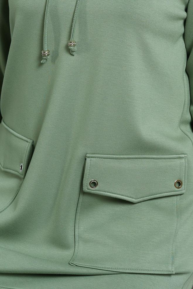 Hijab clothing BROWN TRACKSUIT TUNIC WITH POCKET 45266 - ALVİNA