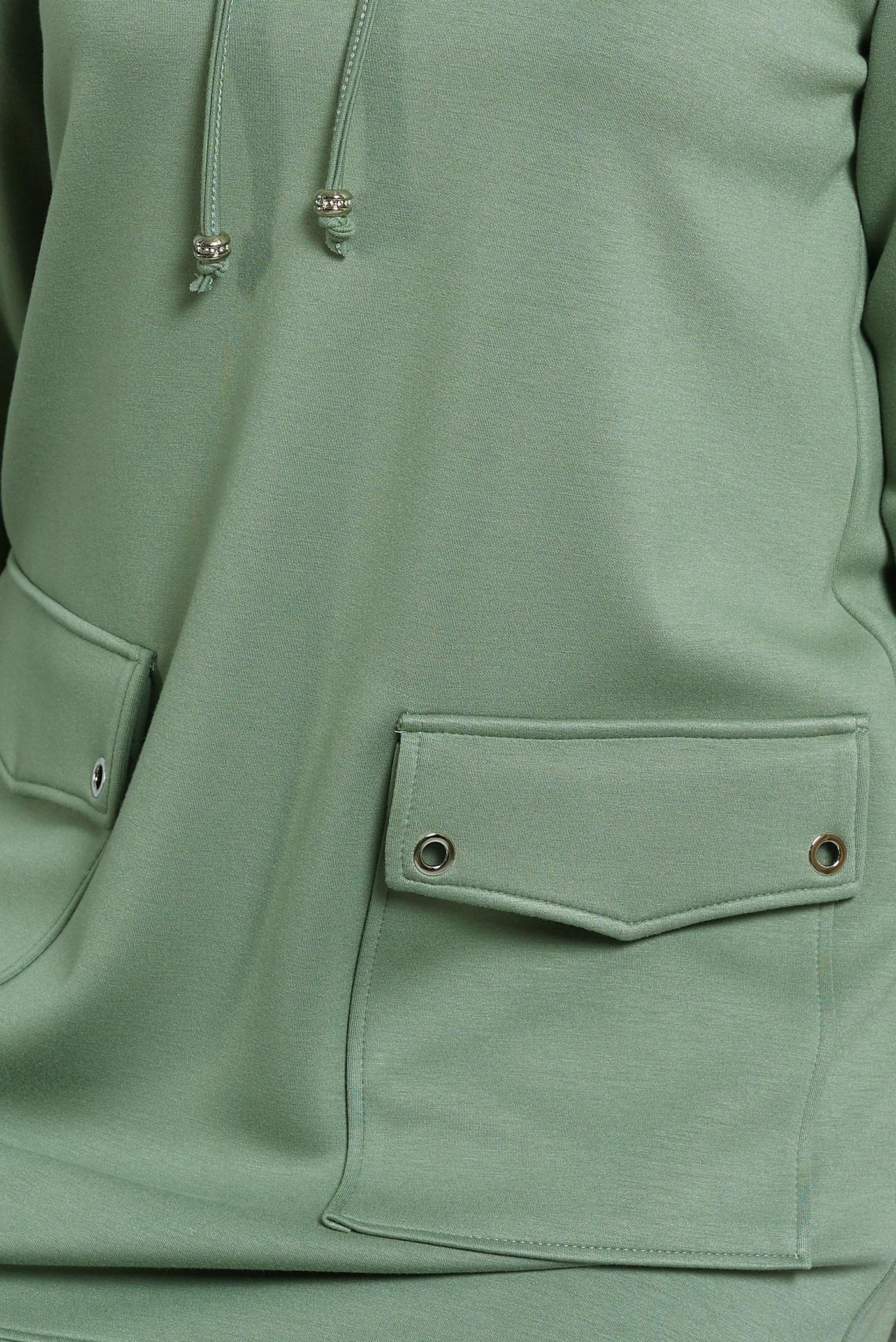 Tesettür giyim YEŞİL CEP DETAYLI EŞOFMAN TUNİK 45266   