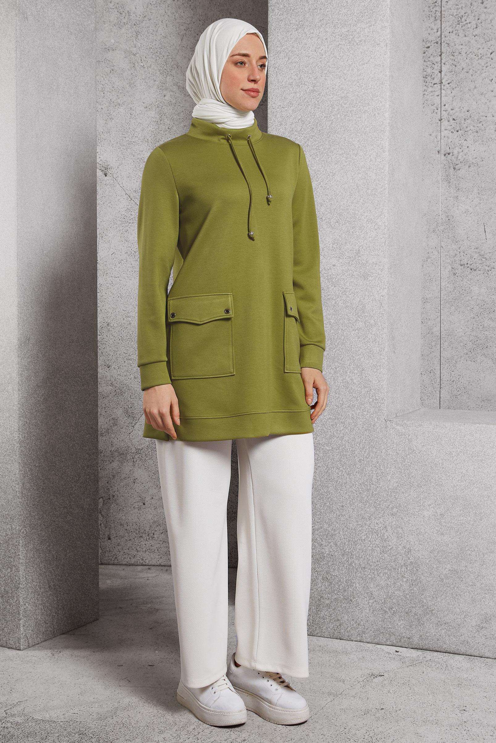 Hijab clothing GREEN TRACKSUIT TUNIC WITH POCKET 45266