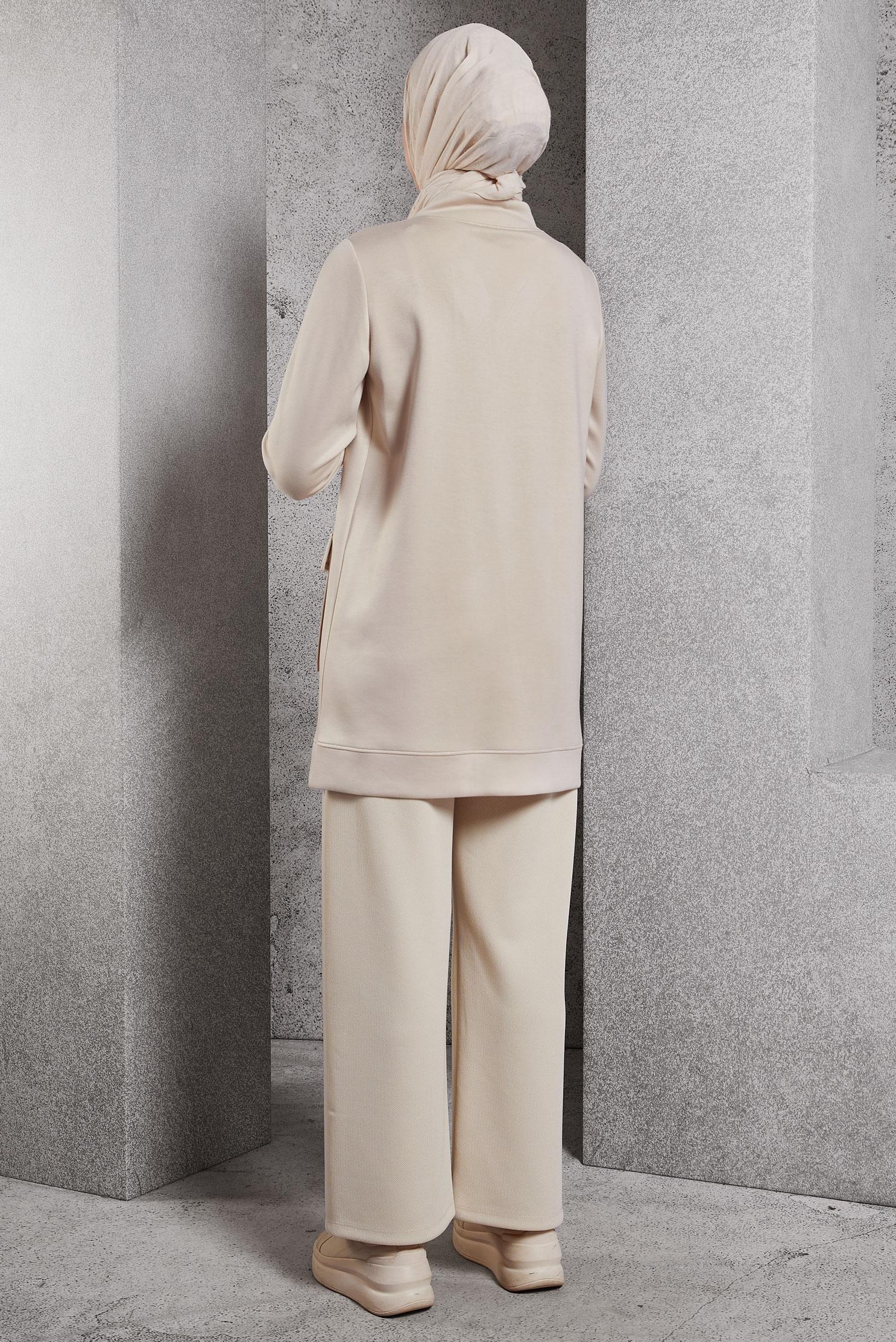 Hijab clothing ECRU TRACKSUIT TUNIC WITH POCKET 45266