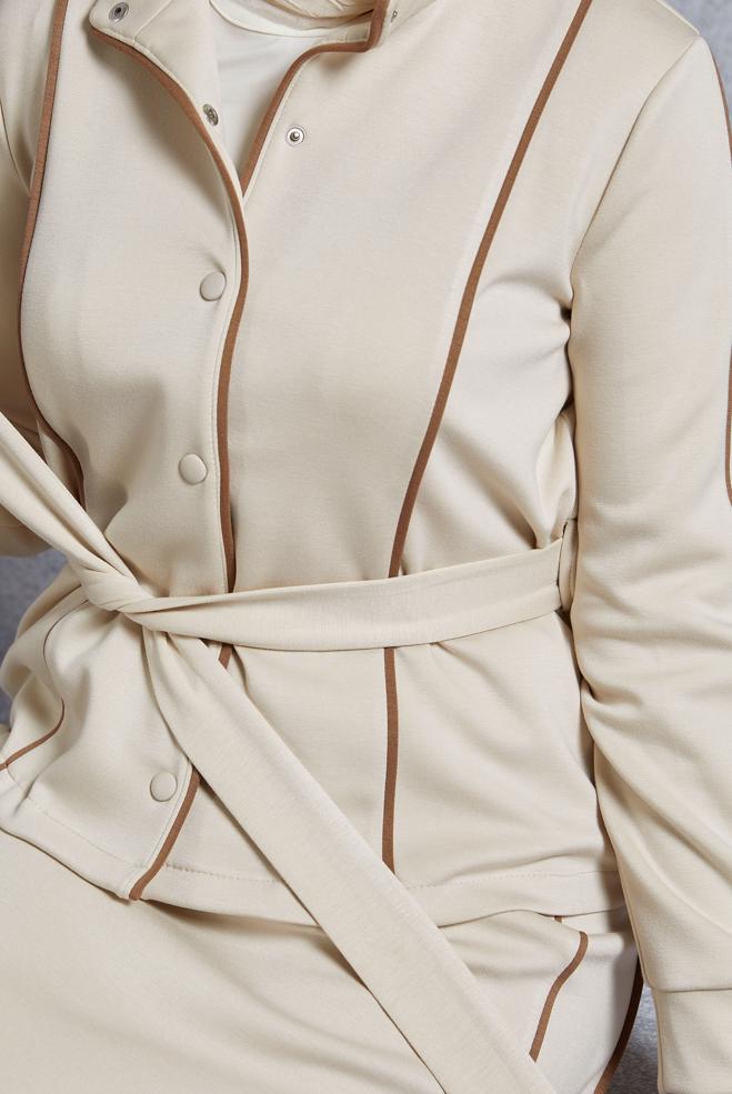 Vêtements hijab BEIGE ENSEMBLE SURVÊTEMENT CEINTURE ET JUPE 45269 - ALVİNA
