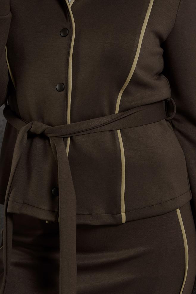 Vêtements hijab BRUN ENSEMBLE SURVÊTEMENT CEINTURE ET JUPE 45269 - ALVİNA