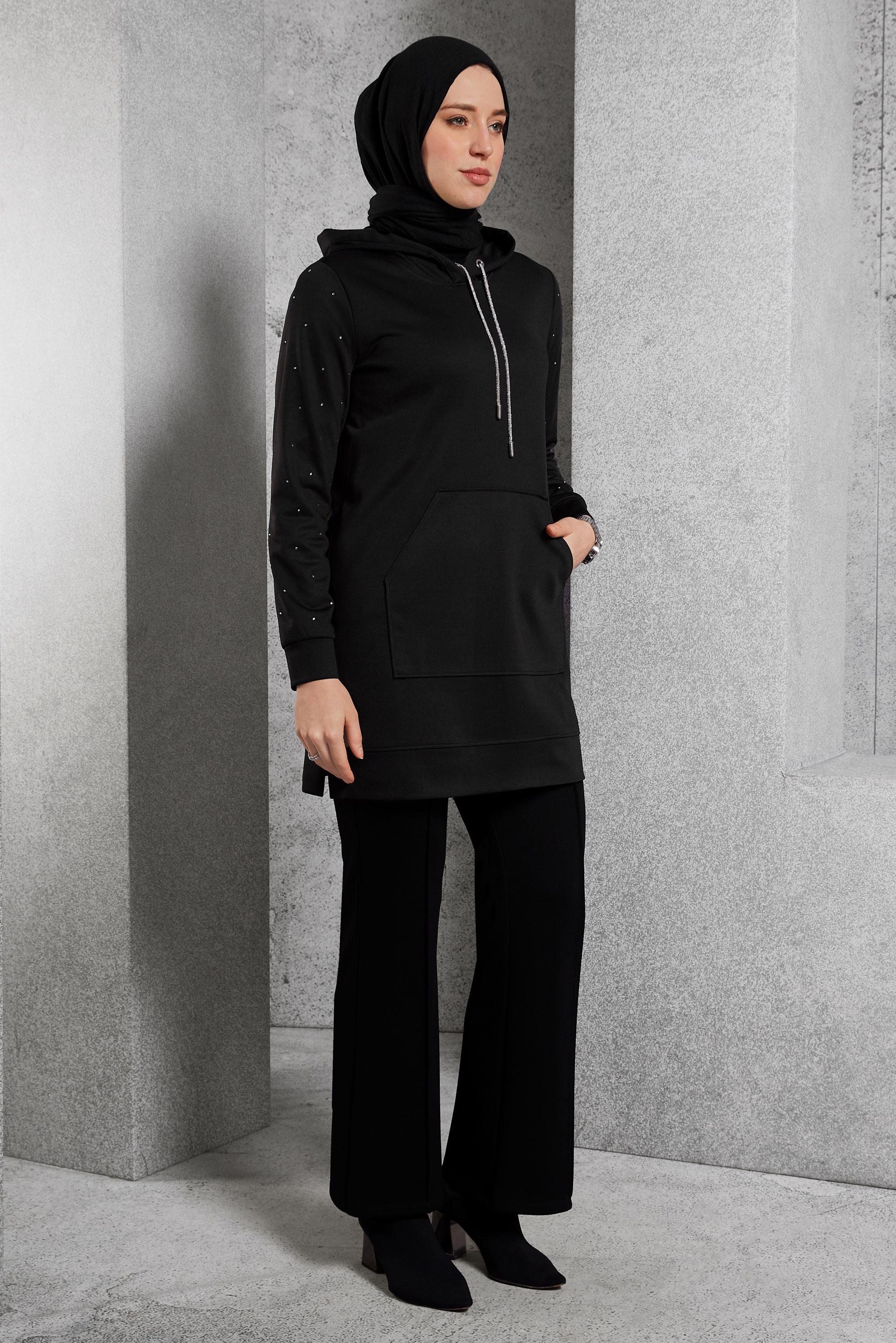 Hijab clothing BLACK GEM DETAILED TRACKSUIT TUNIC 45272