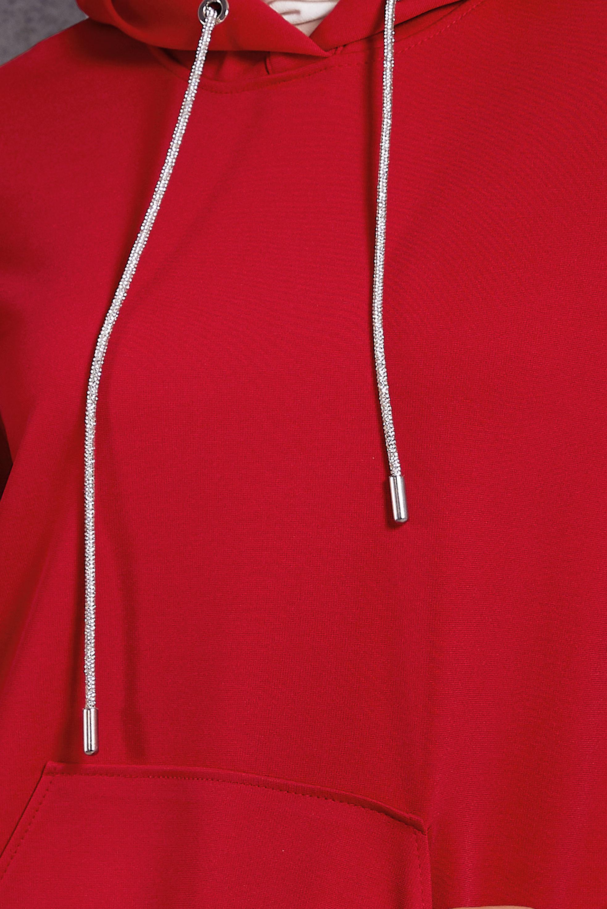 Vêtements hijab ROUGE TUNIQUE DE SURVÊTEMENT À DÉTAILS DE GEMMES 45272