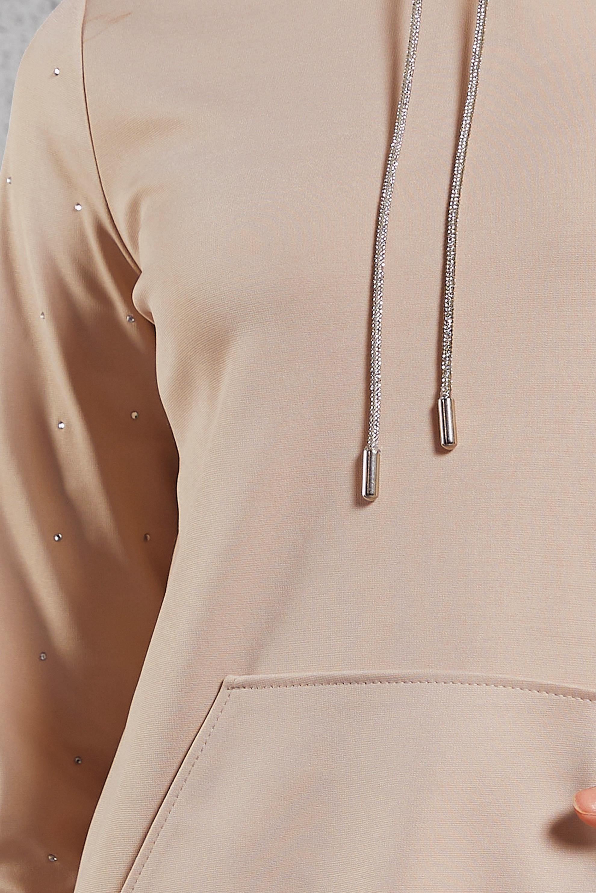 Vêtements hijab BEIGE TUNIQUE DE SURVÊTEMENT À DÉTAILS DE GEMMES 45272