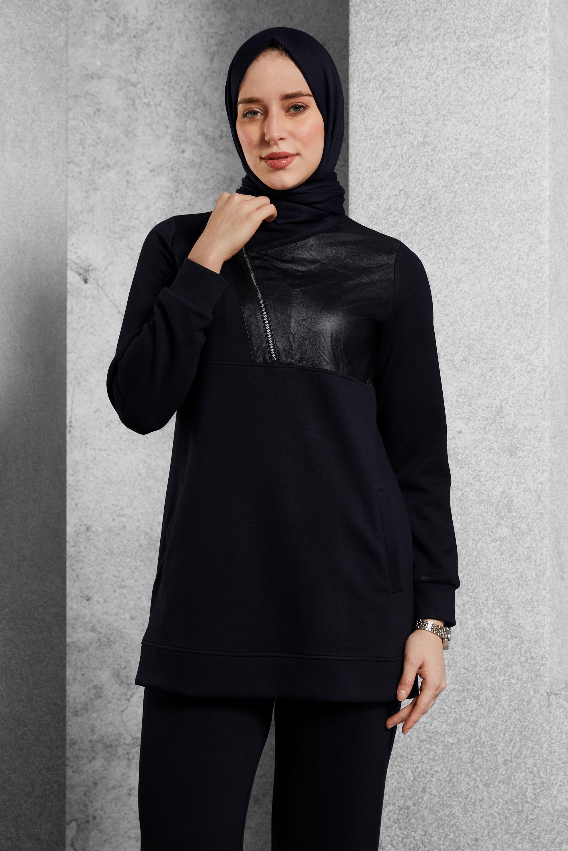 Hijab clothing BLACK TRACKSUIT SET WITH PANTS 45286