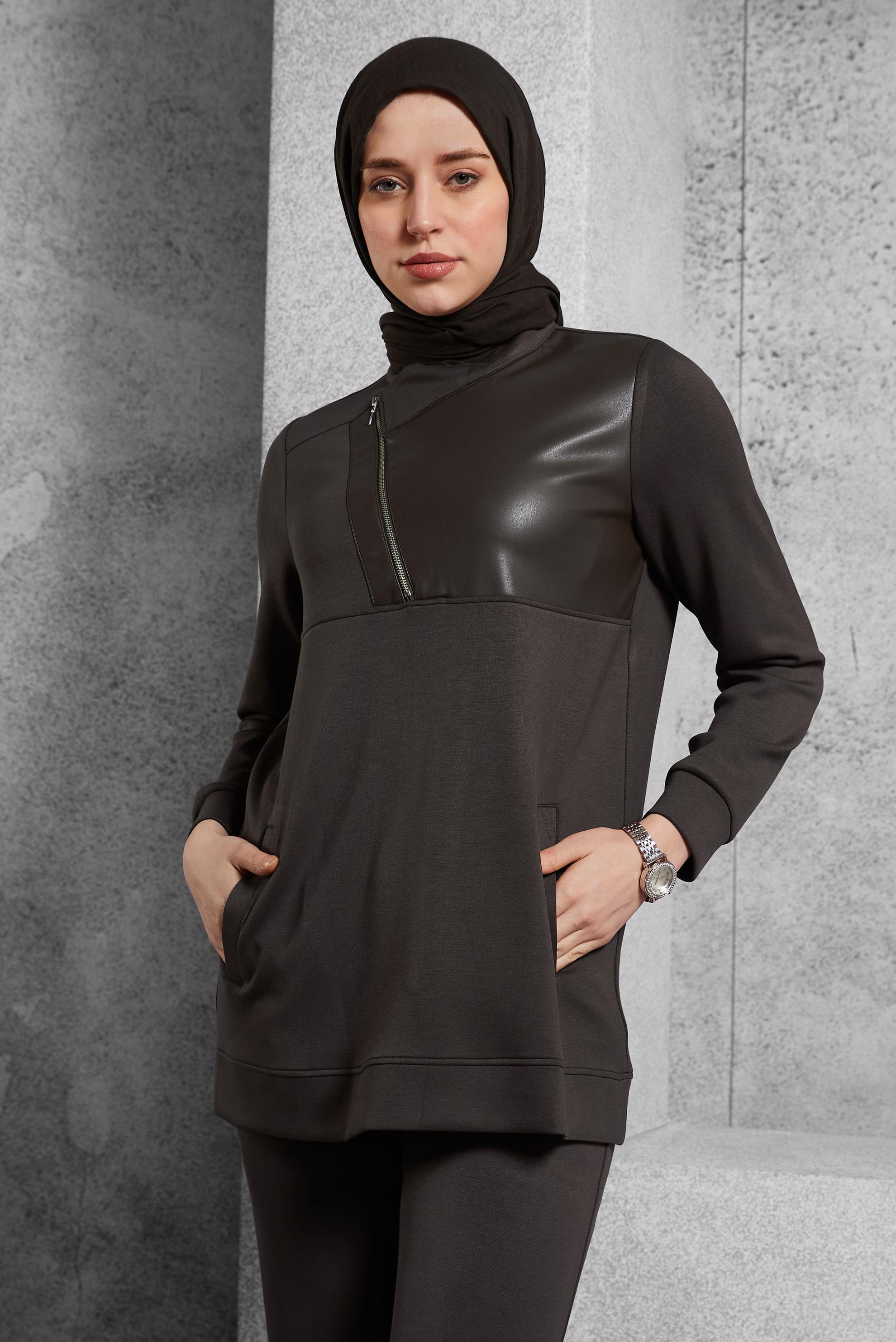 Hijab clothing BROWN TRACKSUIT SET WITH PANTS 45286