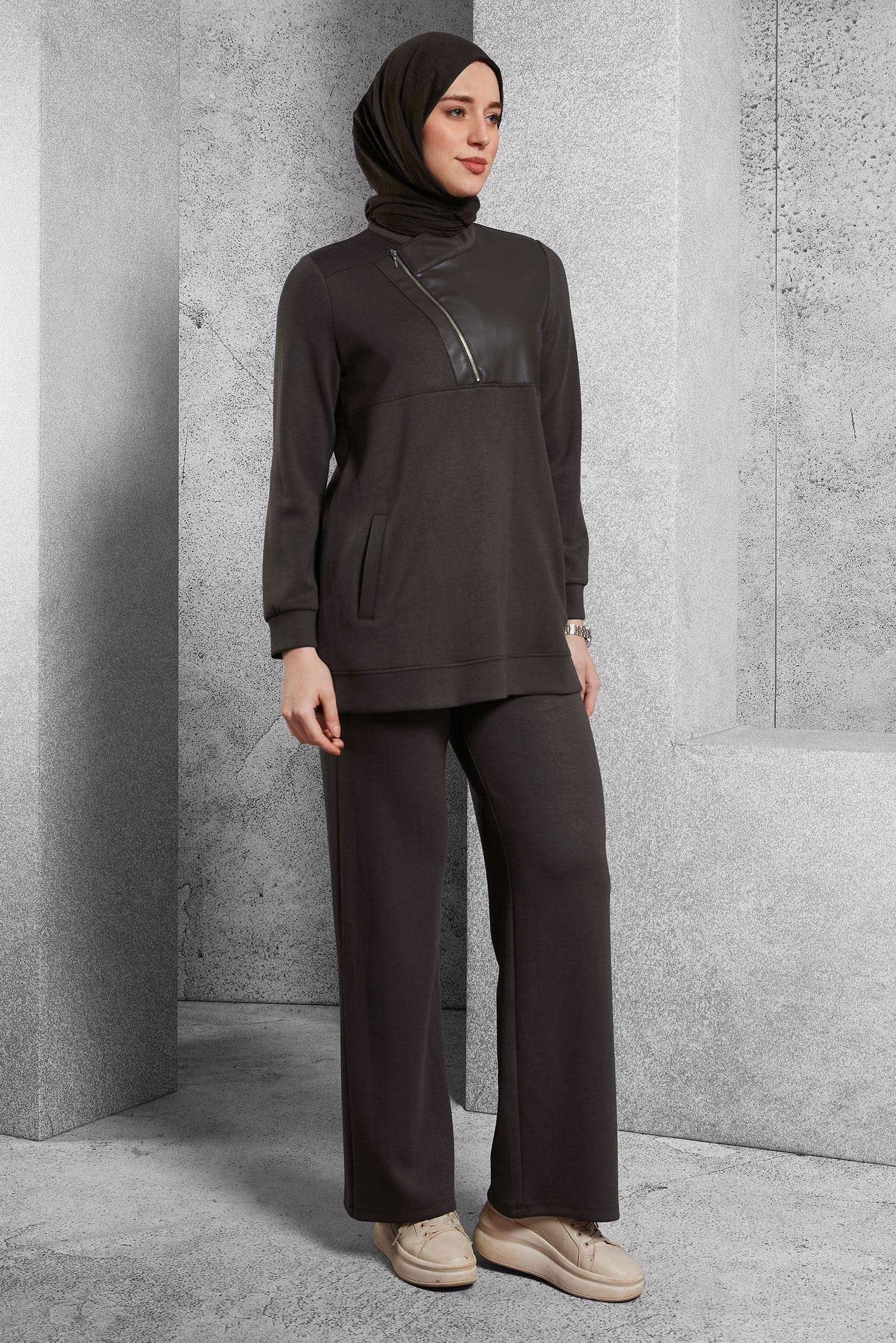 Hijab clothing BROWN TRACKSUIT SET WITH PANTS 45286