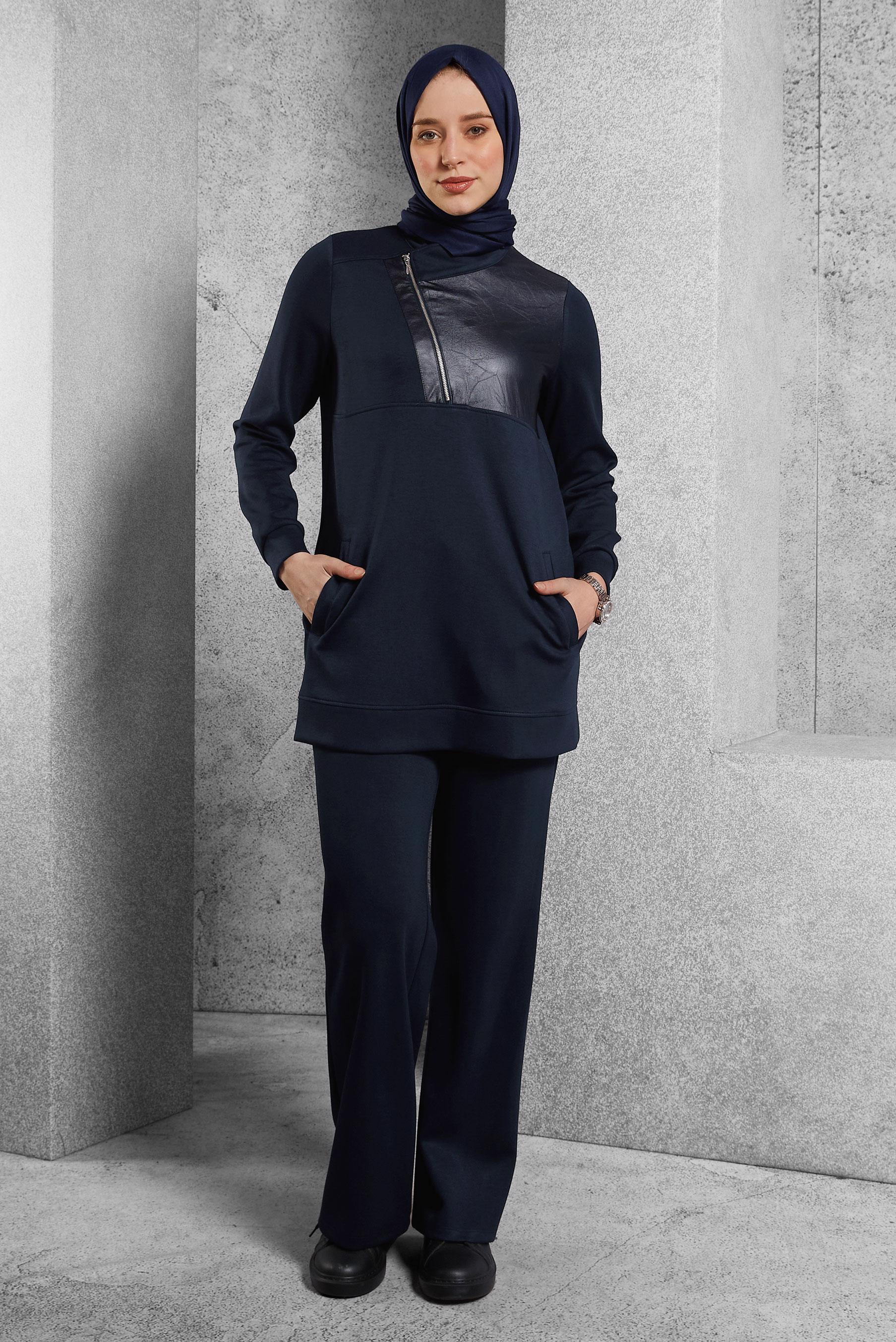 Tesettür giyim LACİVERT PANTOLONLU EŞOFMAN TAKIM 45286