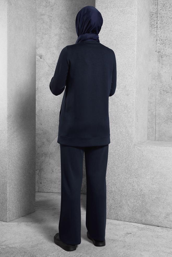 Hijab clothing NAVY BLUE TRACKSUIT SET WITH PANTS 45286 - ALVİNA