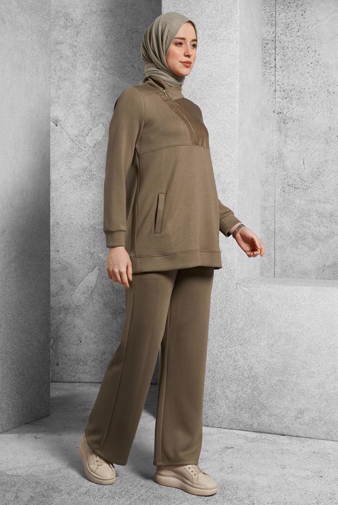 Hijab clothing MINK TRACKSUIT SET WITH PANTS 45286 - ALVİNA