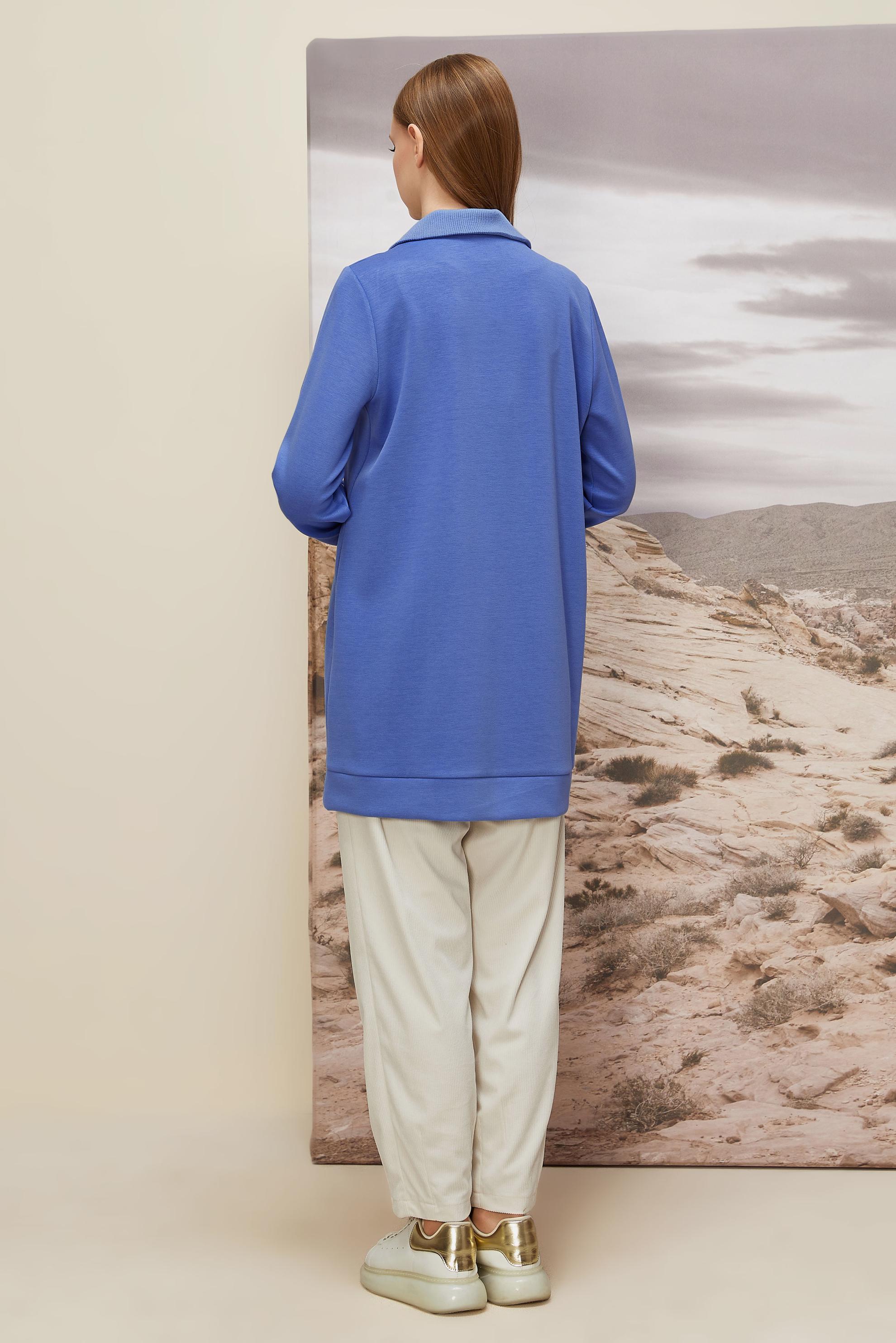 Hijab clothing BLUE ZIPPERED COLLAR TRACKSUIT TUNIC 45287