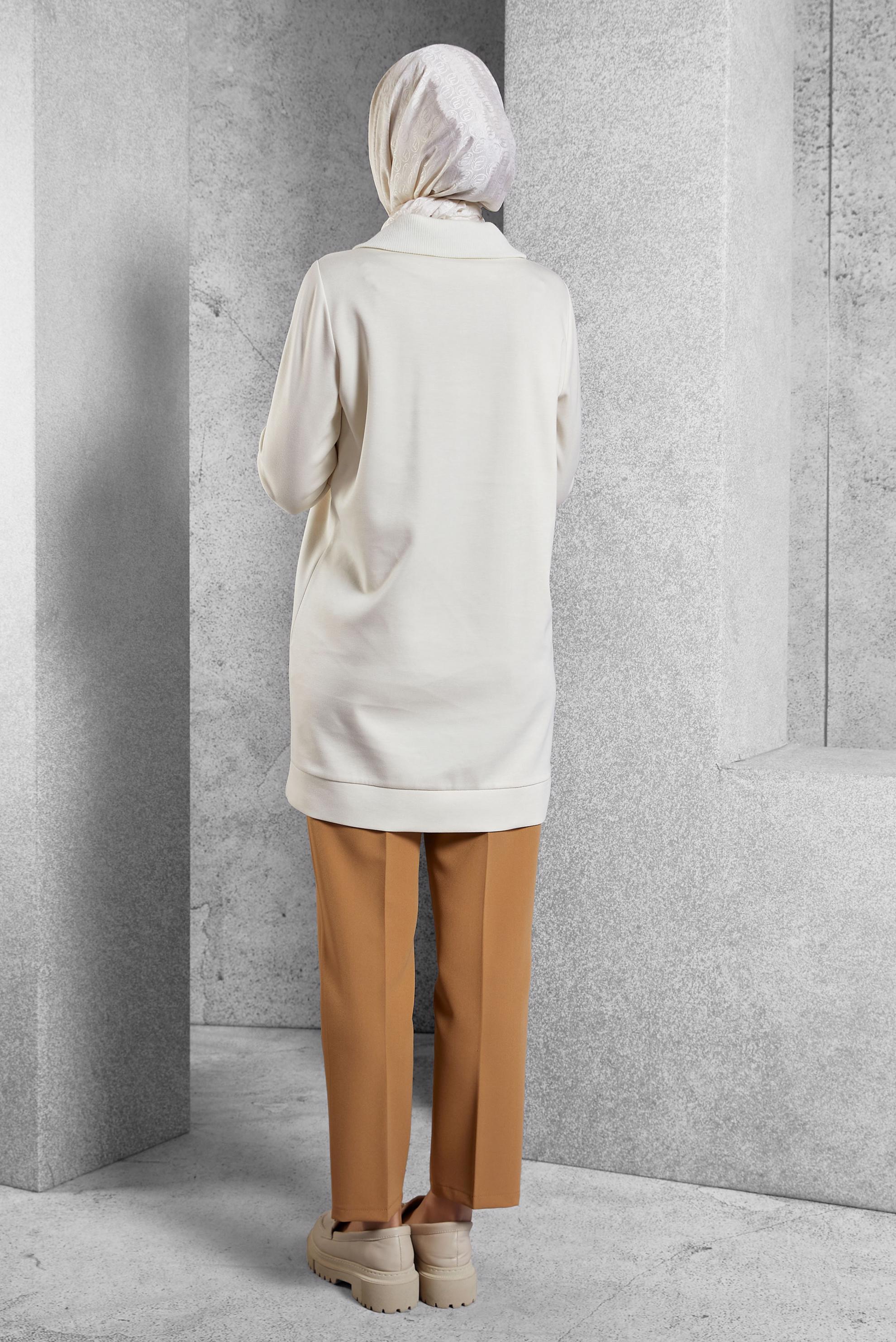 Vêtements hijab ÉCRUE TUNIQUE DE SURVÊTEMENT À COL FERMÉ 45287