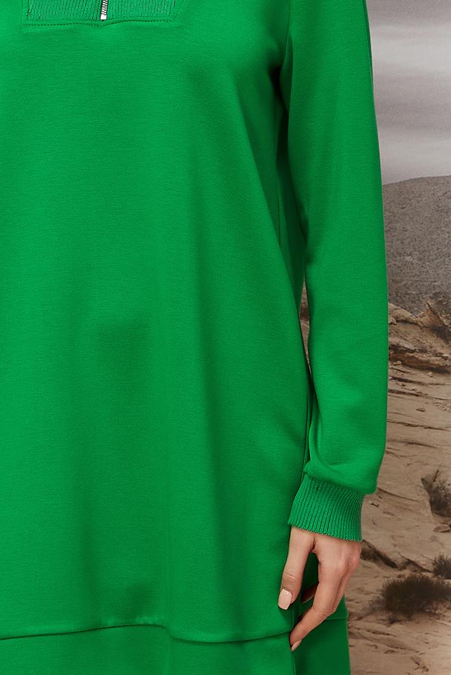 Vêtements hijab VERT TUNIQUE DE SURVÊTEMENT À COL FERMÉ 45287 - ALVİNA