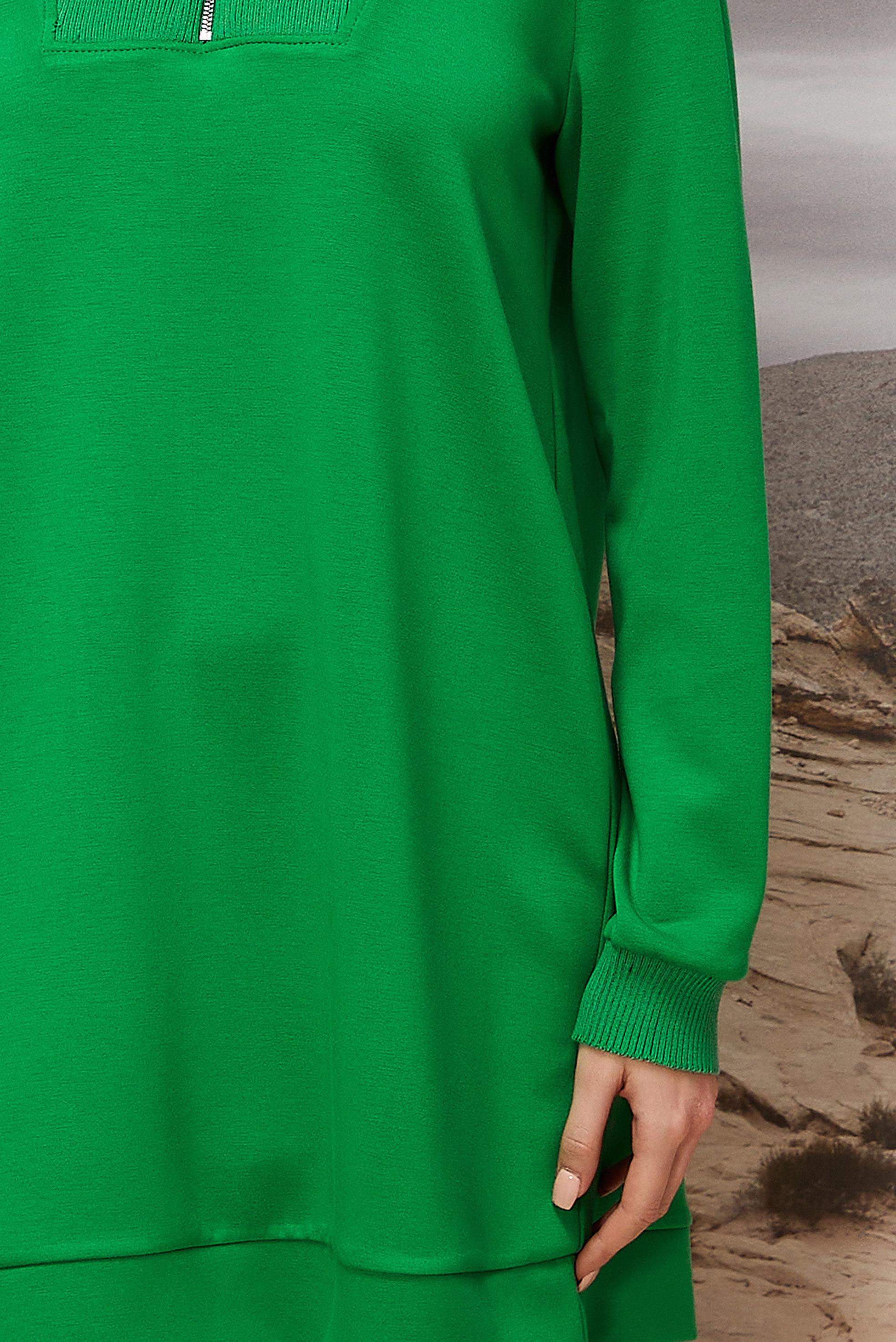 Hijab clothing GREEN ZIPPERED COLLAR TRACKSUIT TUNIC 45287