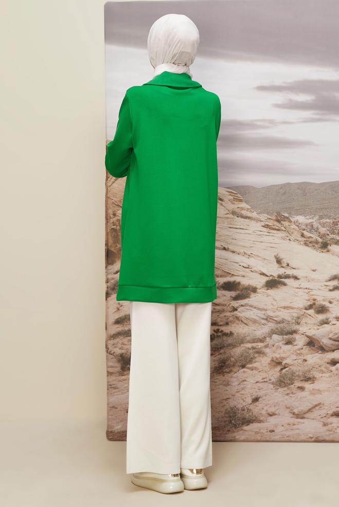 Vêtements hijab VERT TUNIQUE DE SURVÊTEMENT À COL FERMÉ 45287 - ALVİNA