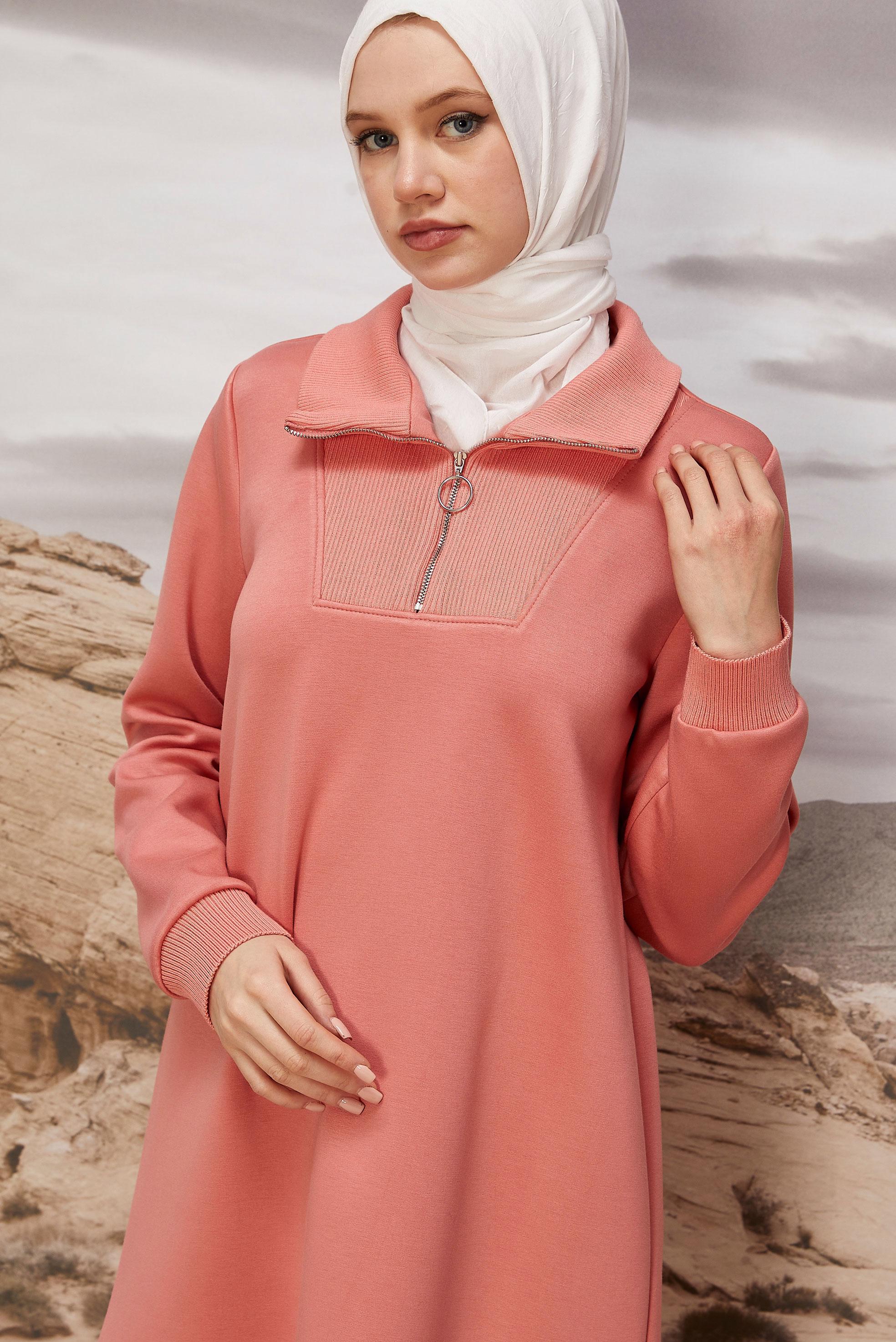 Hijab clothing POWDER ZIPPERED COLLAR TRACKSUIT TUNIC 45287