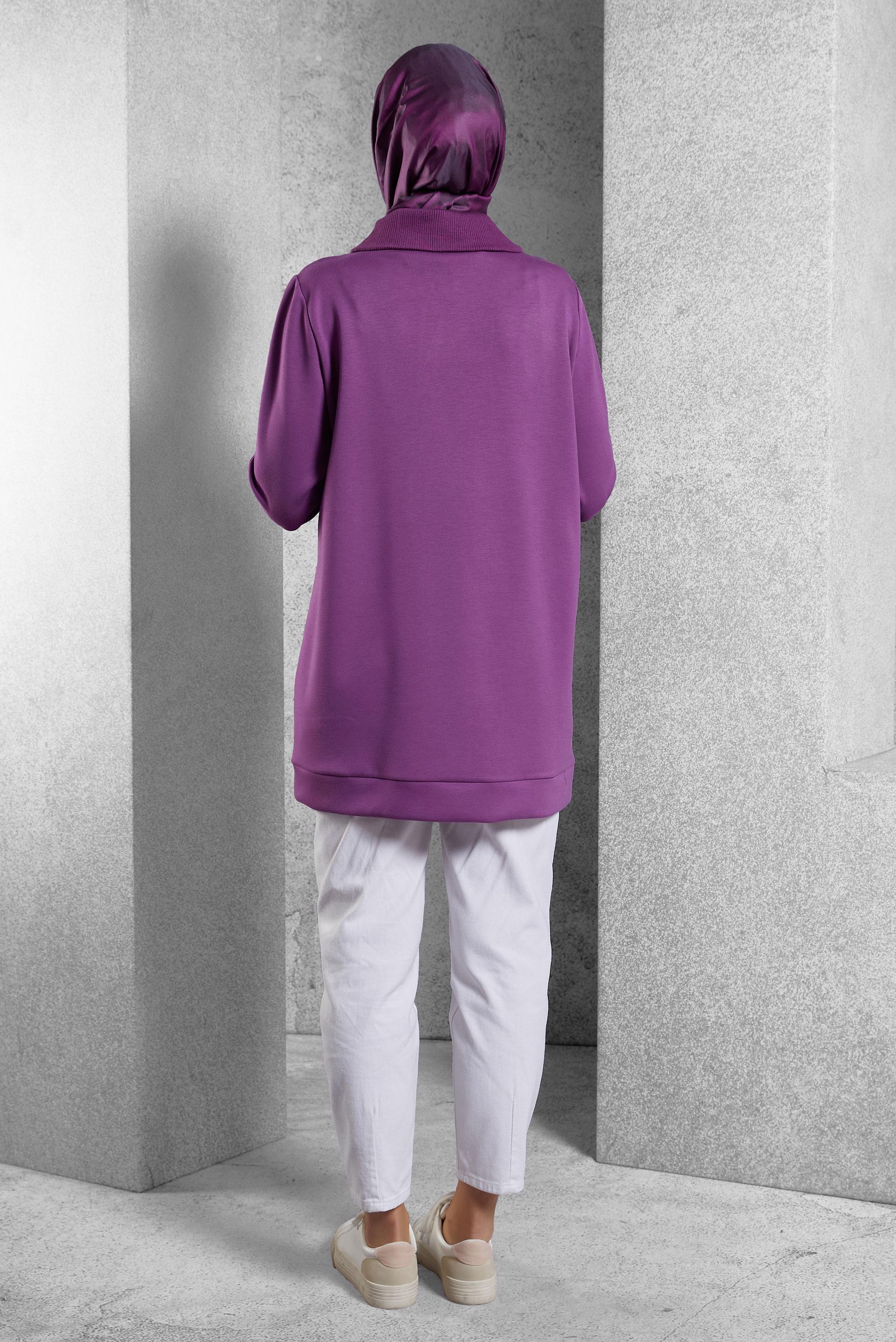 Vêtements hijab POURPRE TUNIQUE DE SURVÊTEMENT À COL FERMÉ 45287