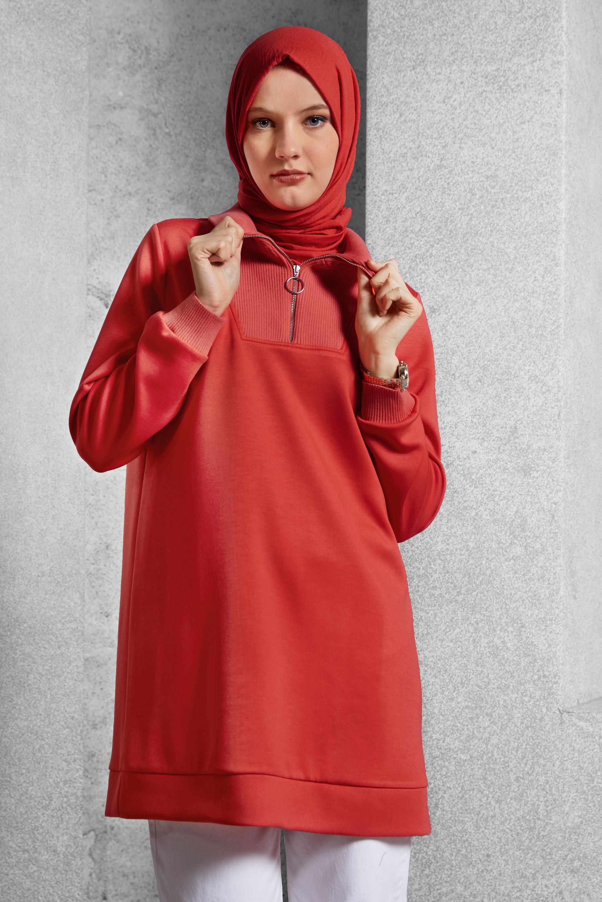 Vêtements hijab ROUGE TUNIQUE DE SURVÊTEMENT À COL FERMÉ 45287