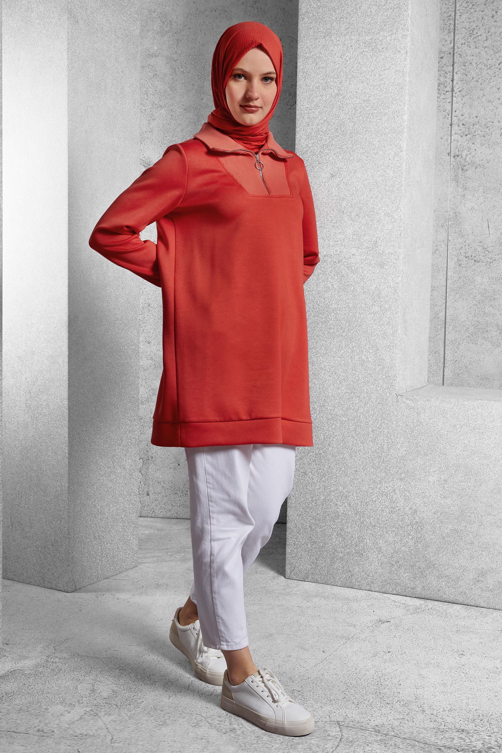 Vêtements hijab ROUGE TUNIQUE DE SURVÊTEMENT À COL FERMÉ 45287