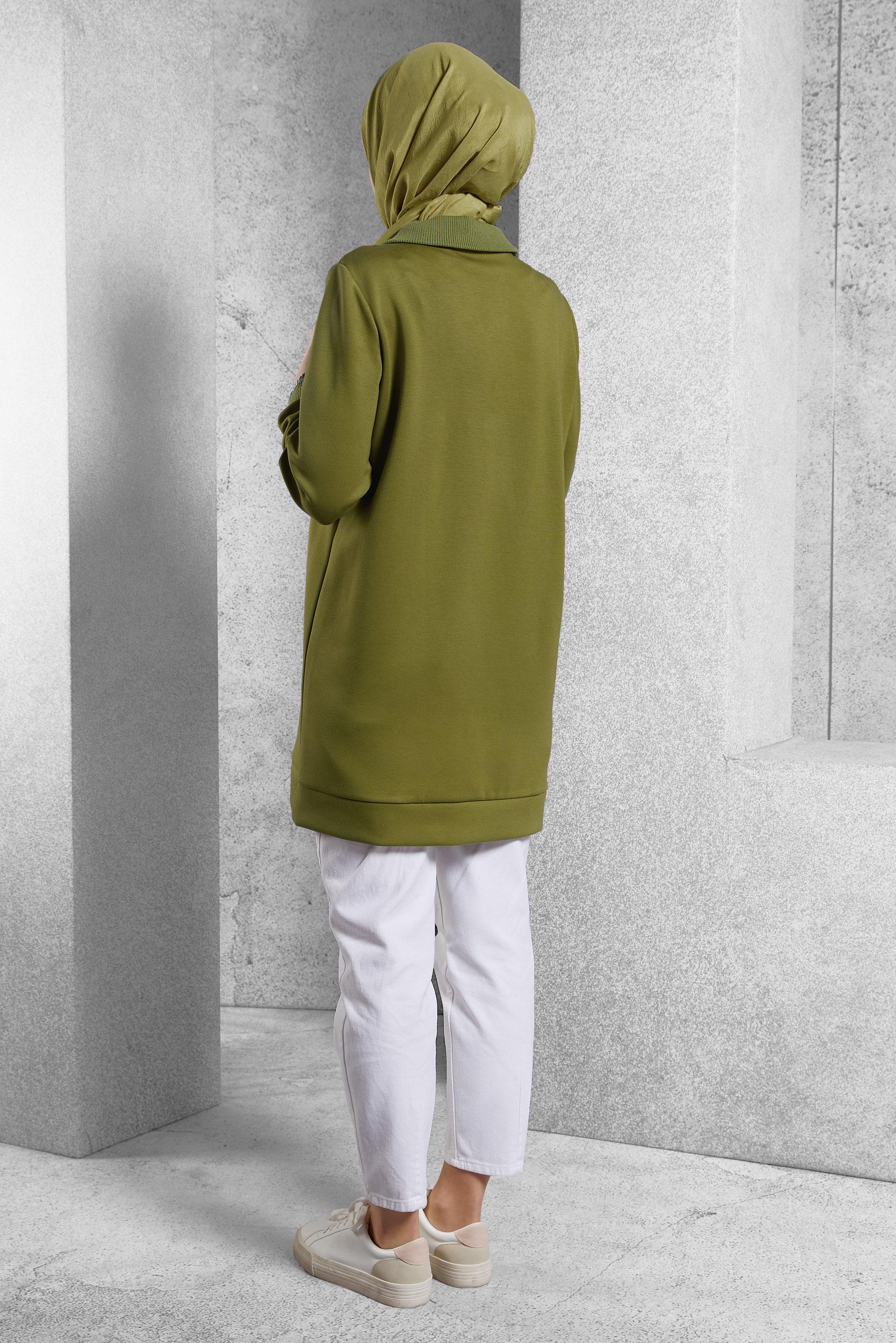 Vêtements hijab VERT TUNIQUE DE SURVÊTEMENT À COL FERMÉ 45287