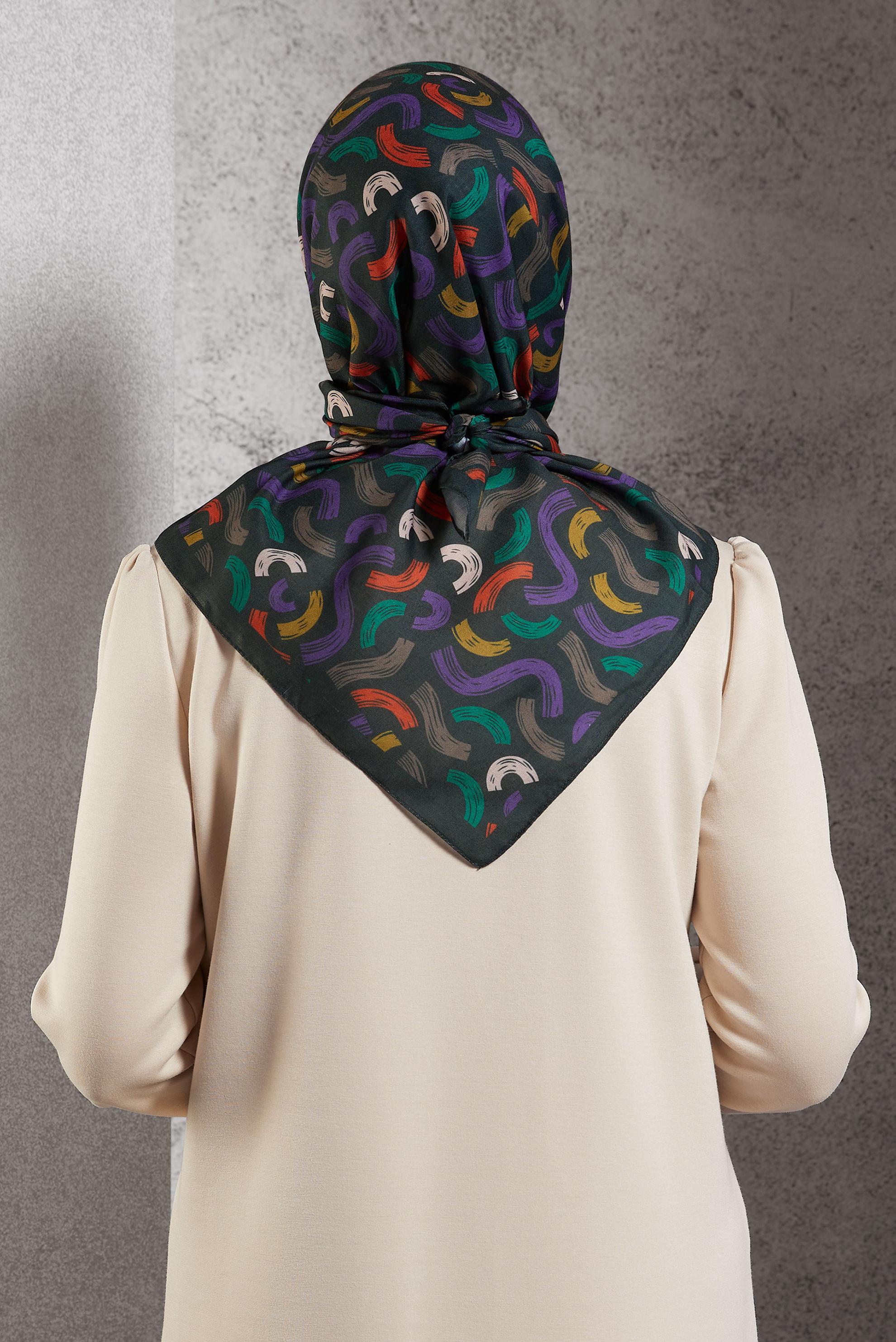 Tesettür giyim MOR  ALVİNA DESENLİ EŞARP 8504