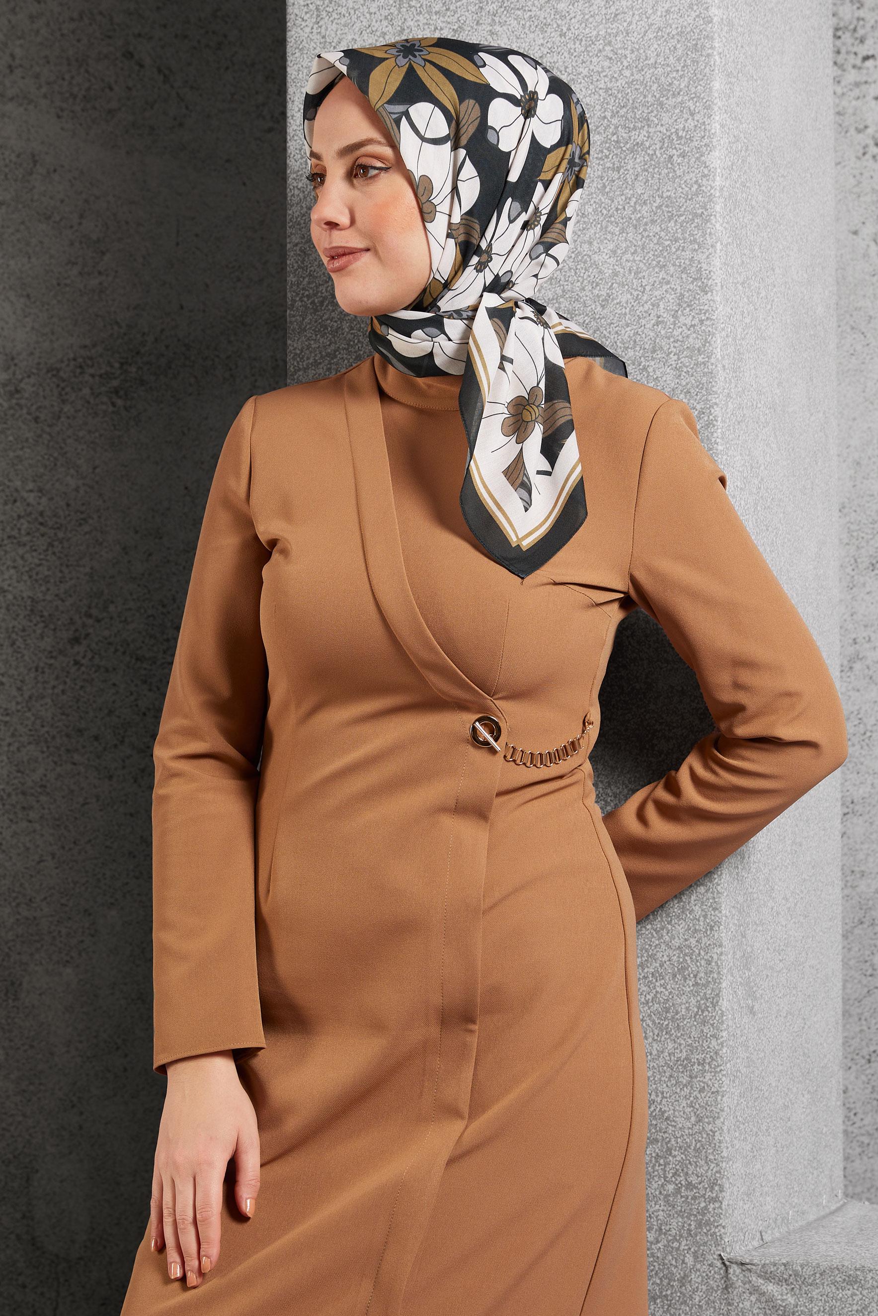 Tesettür giyim SİYAH ALVİNA DESENLİ EŞARP 8505