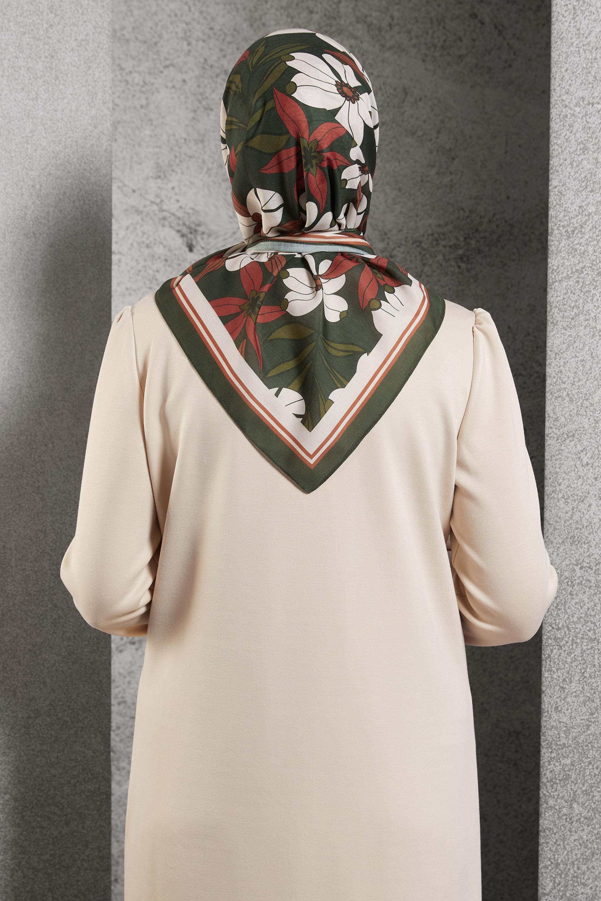 Tesettür giyim TURUNCU ALVİNA DESENLİ EŞARP 8505