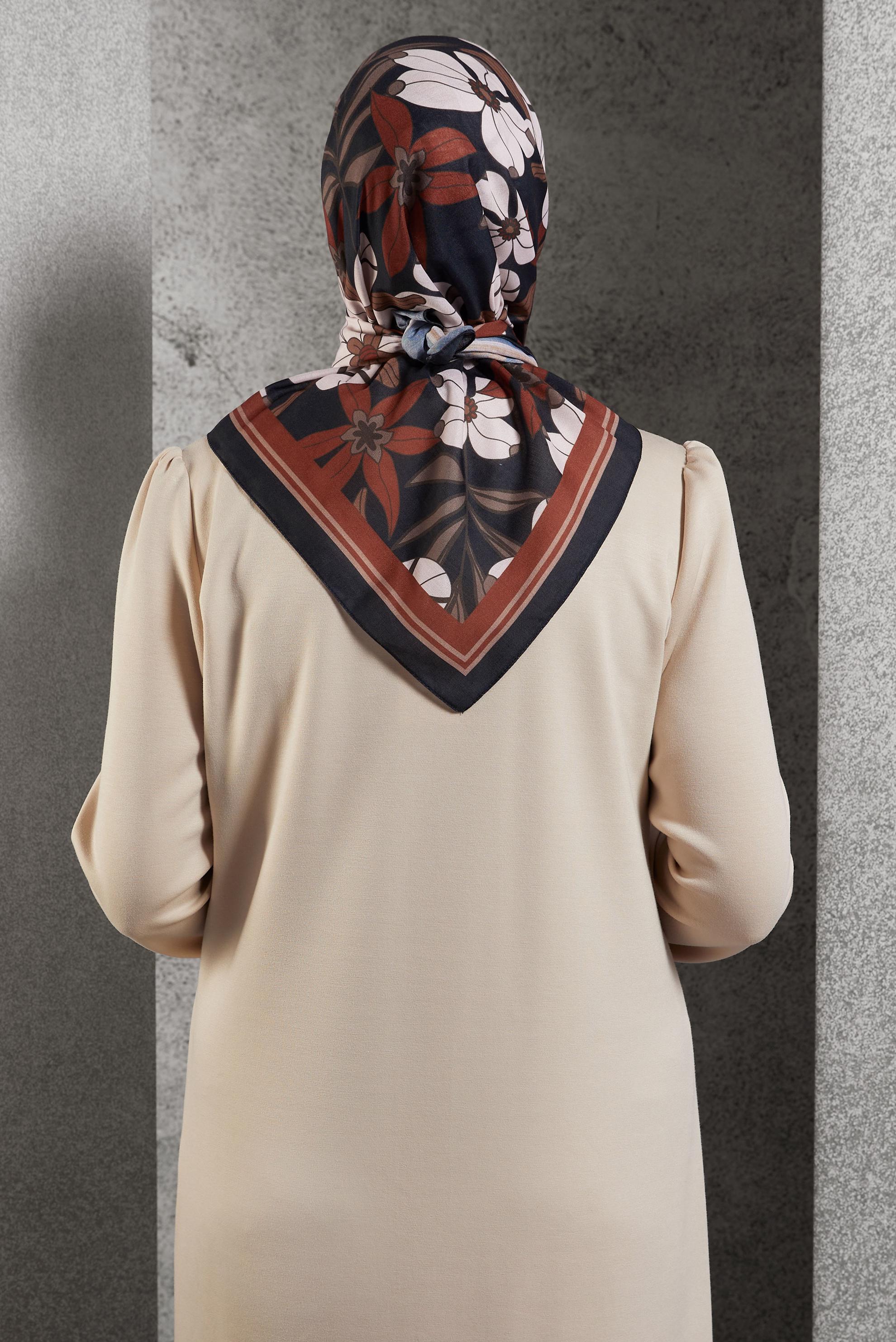 Tesettür giyim GRİ ALVİNA DESENLİ EŞARP 8505