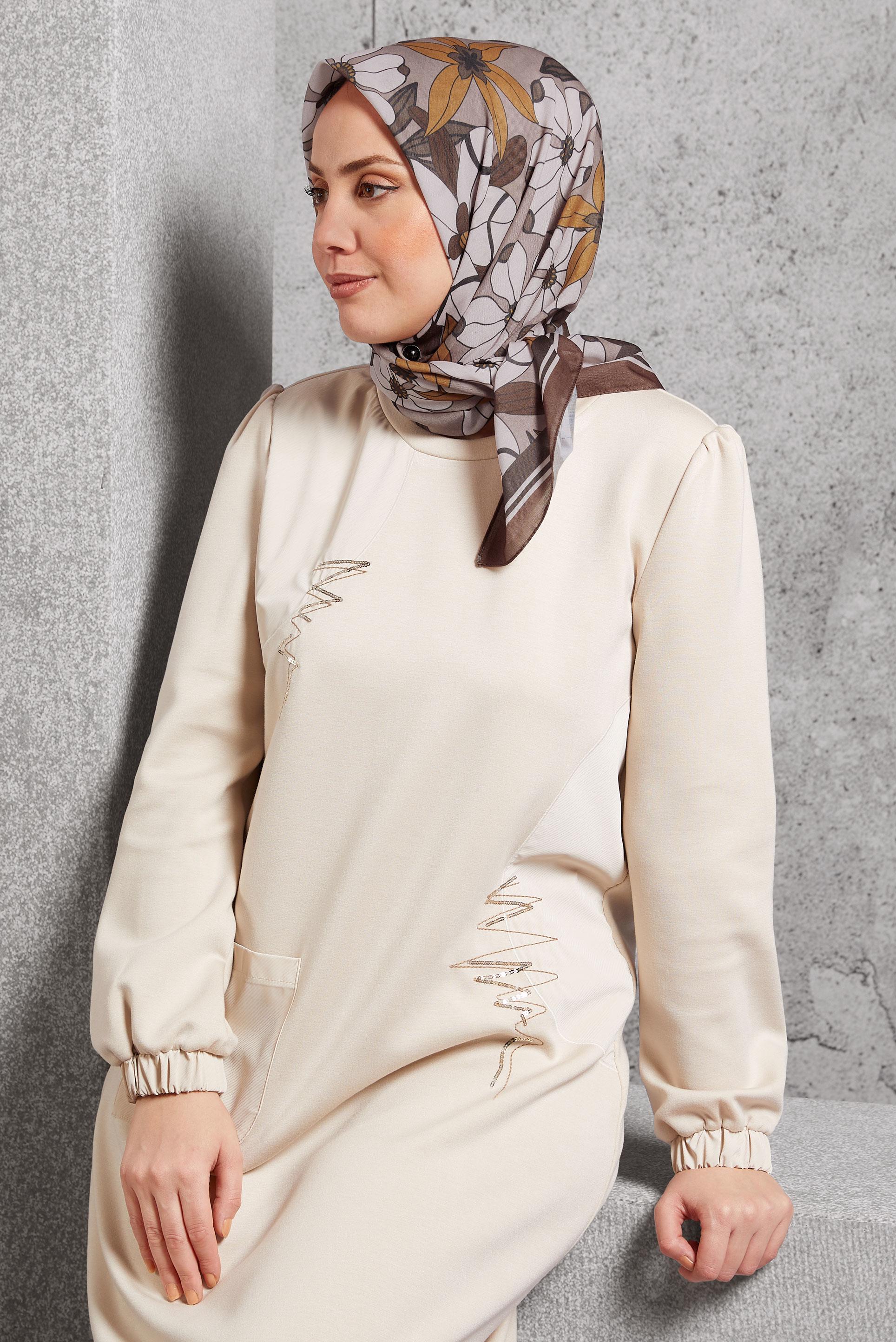 Tesettür giyim PEMBE ALVİNA DESENLİ EŞARP 8505